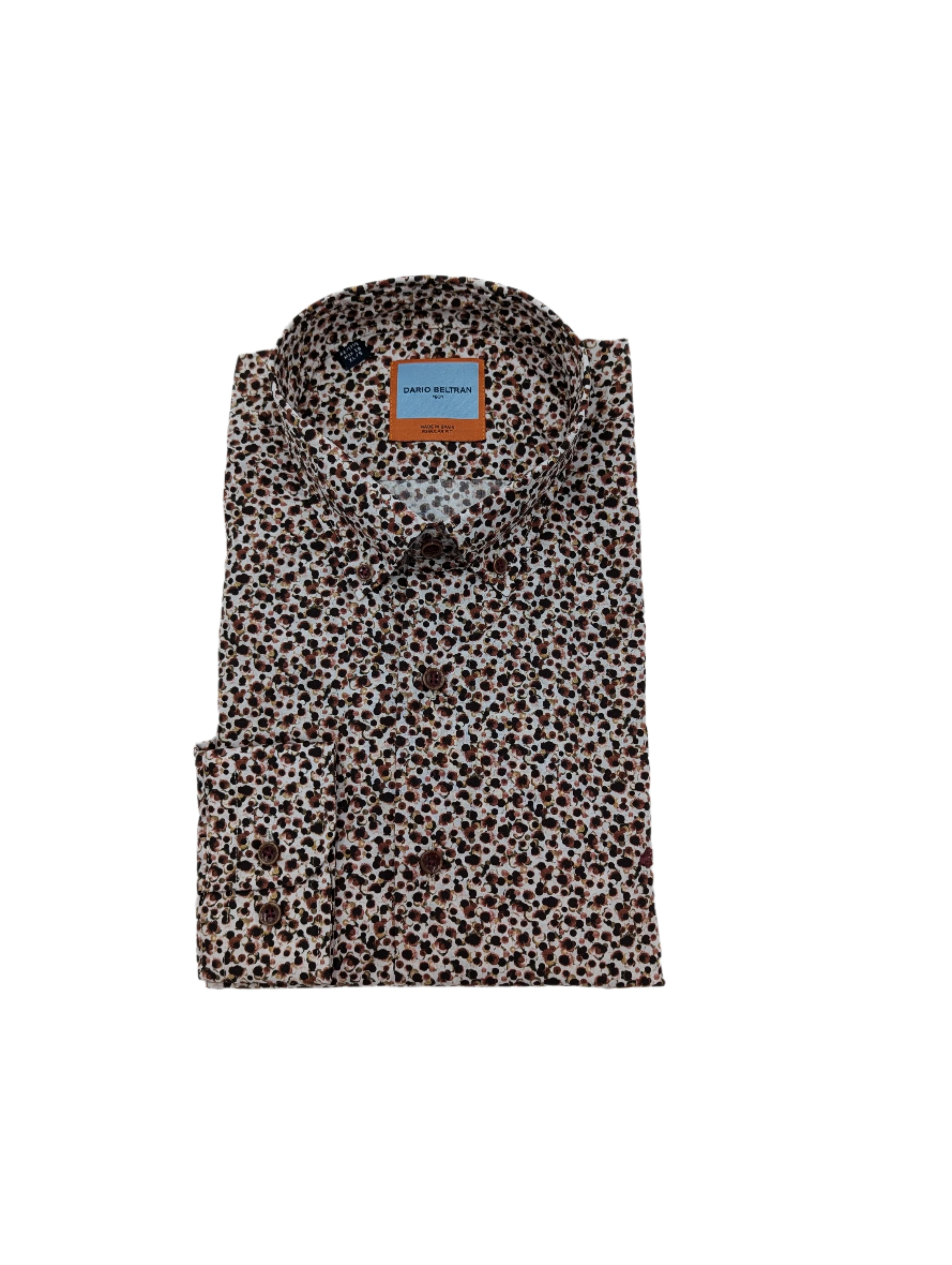 Dario Beltran Rust Splash Print Shirt