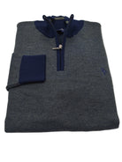 tom penn Knitted Navy/Olive 1/4 Zip Jumper Navy/Olive model front view