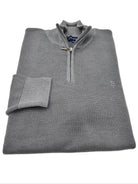 tom penn Knitted Grey/Charcoal 1/4 Zip Jumper Grey/Charcoal model front view