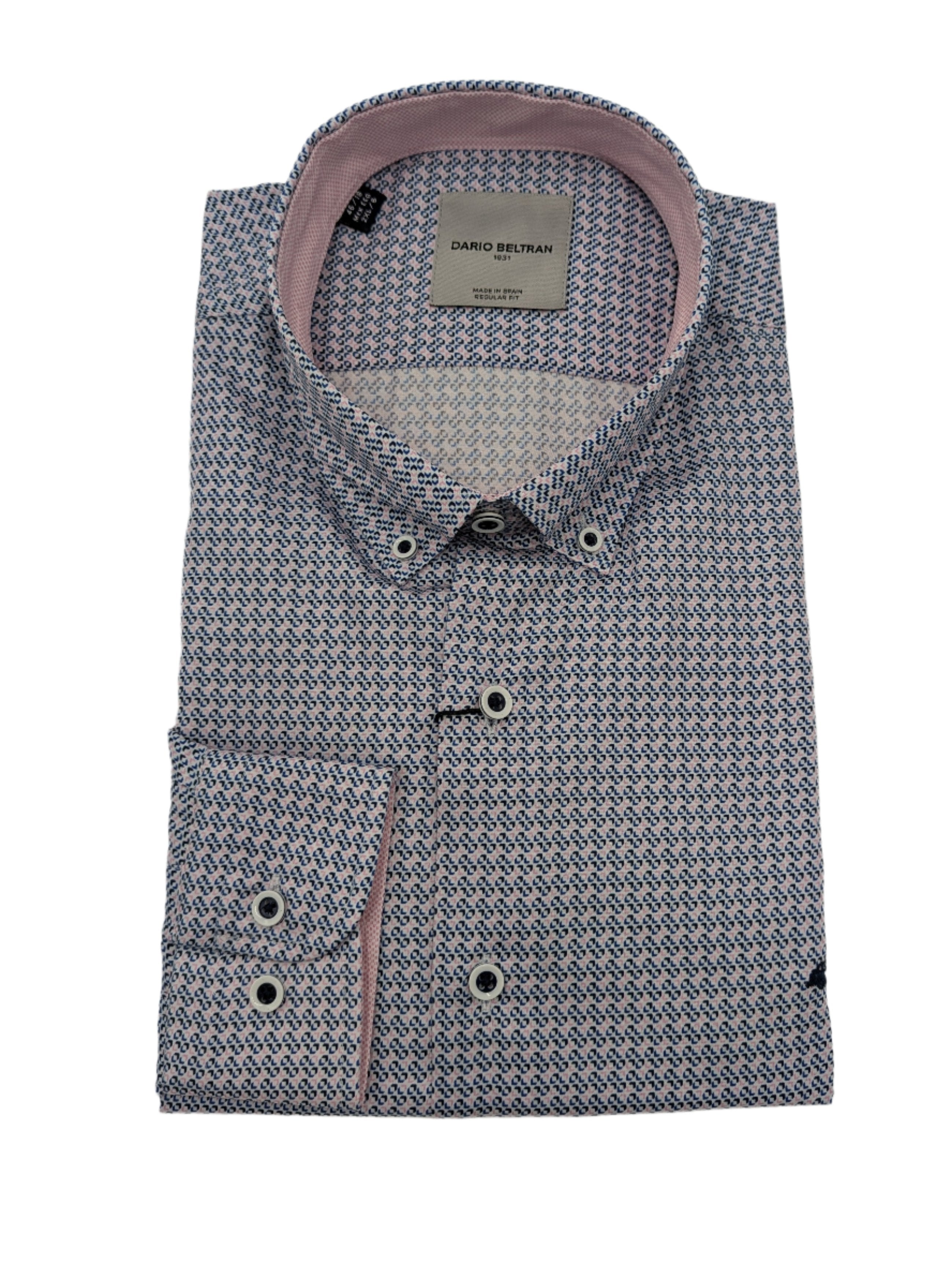 Dario Beltran Pink/Black/Blue Square Print ShirtDario Beltran Pink/Black/Blue Square Print Shirt