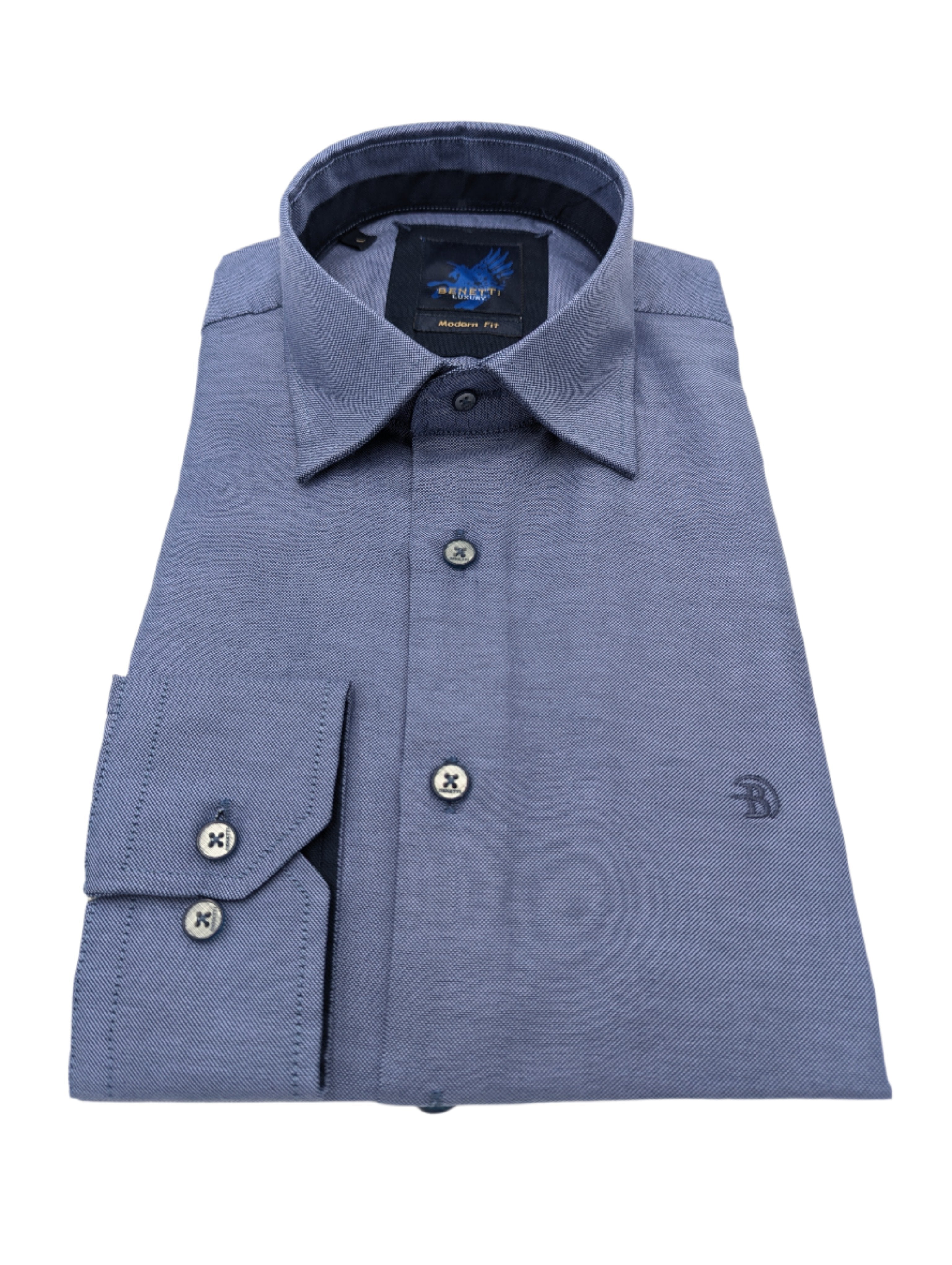BENETTI Hogan Casual Denim Shirt Denim model front view