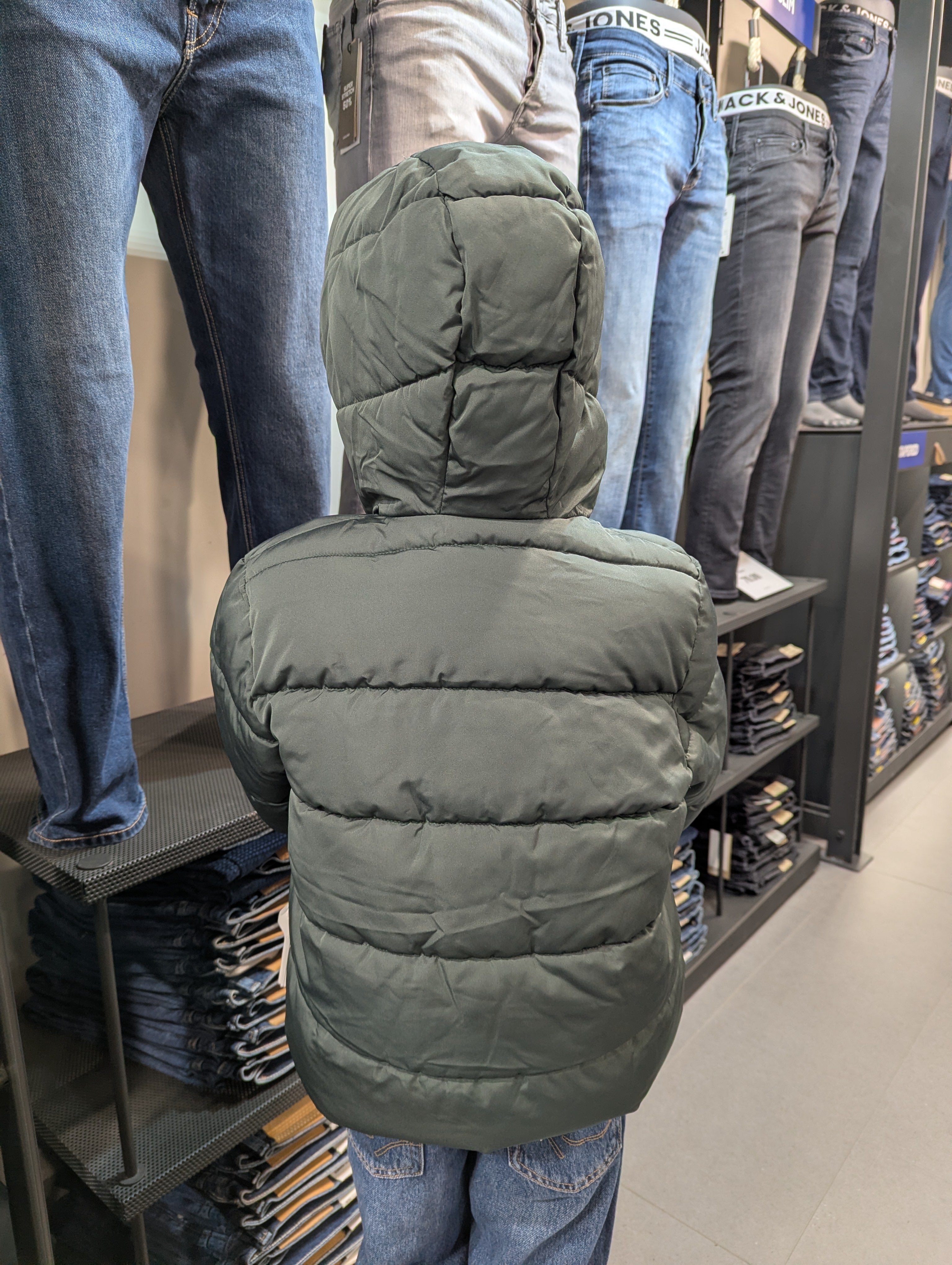 Boys Pelton Padded Olive Jacket-Back View