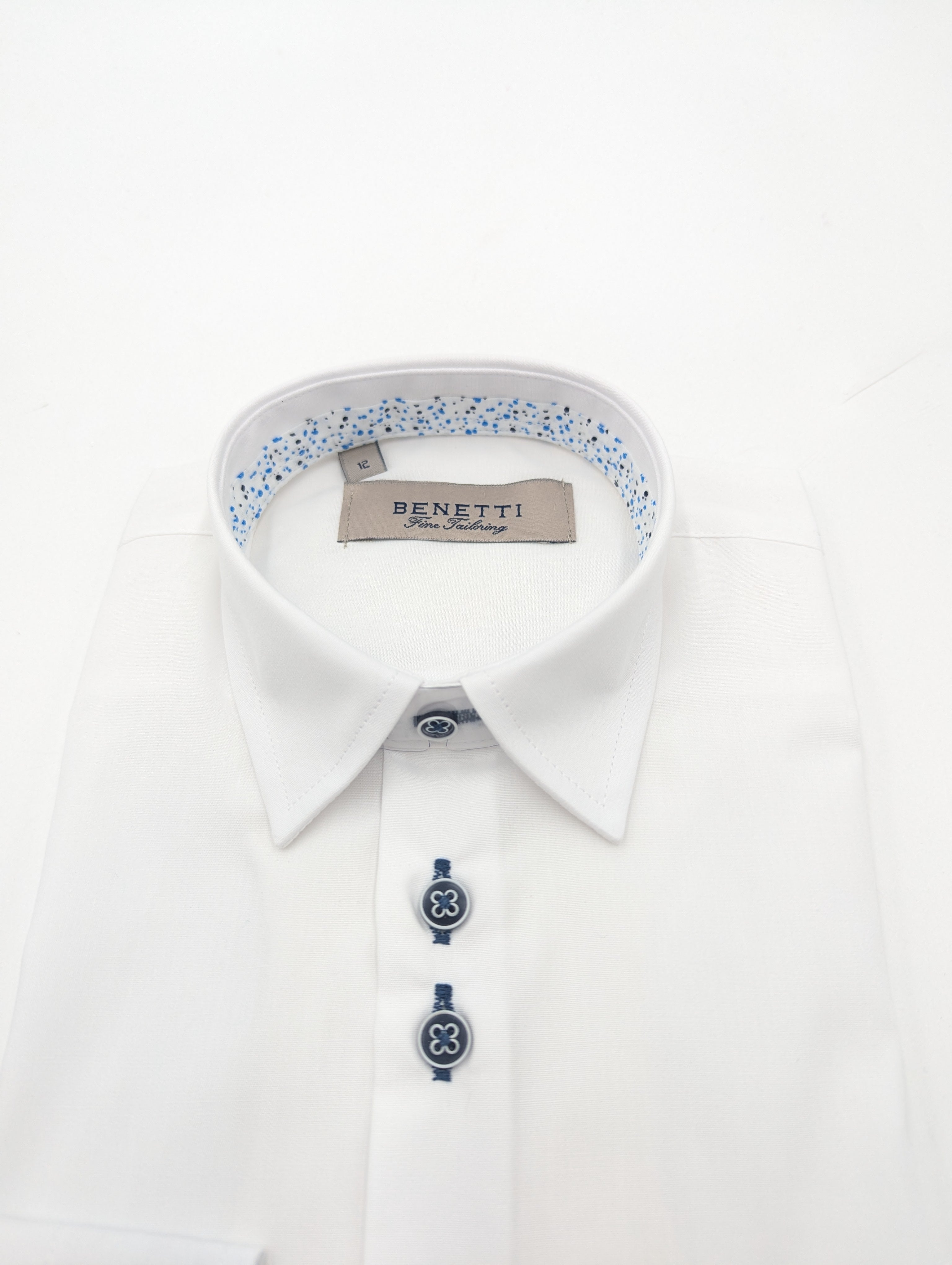 Boys Leo White Shirt-Close up view