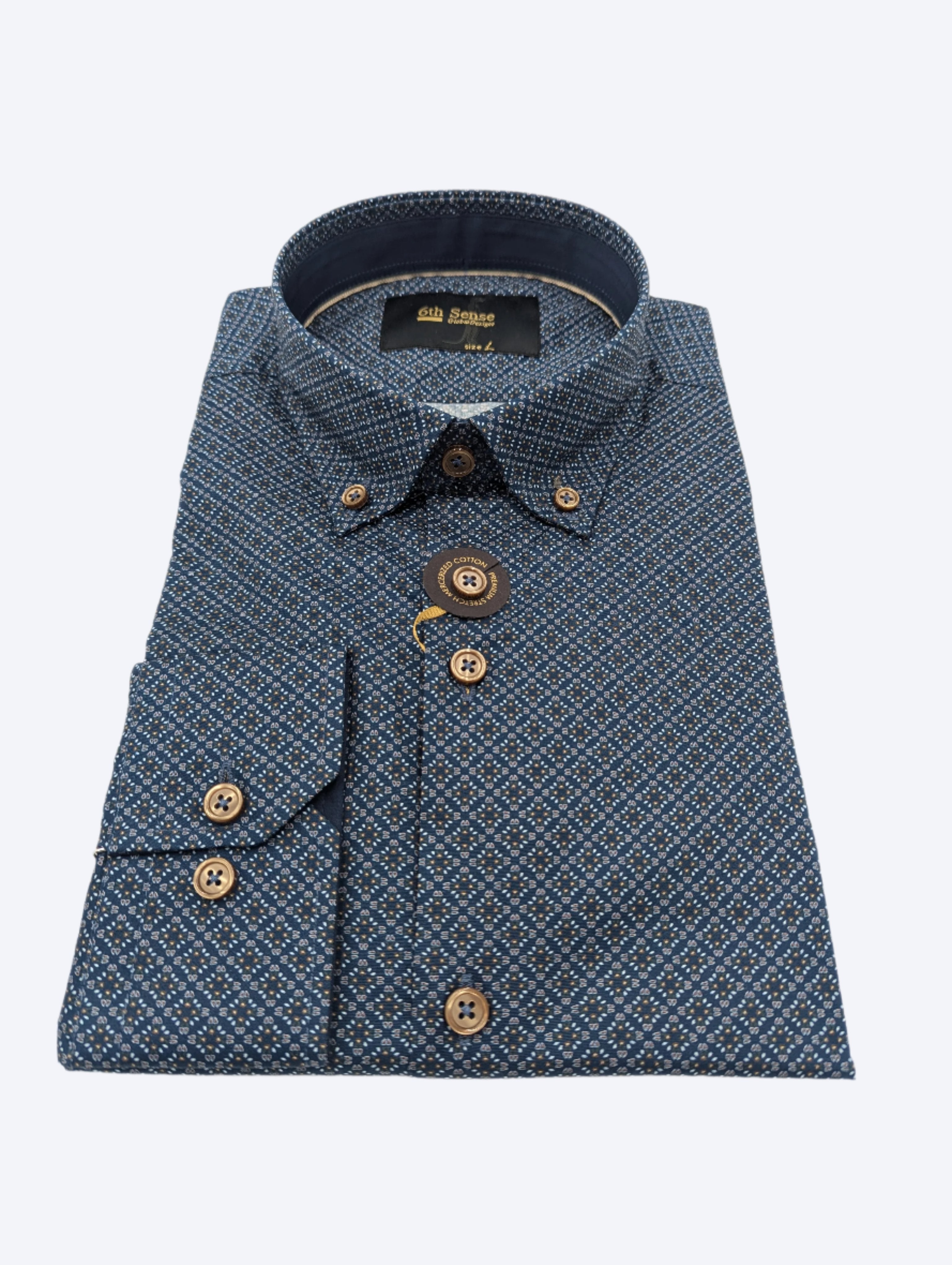 6TH SENSE Button Down Navy Blue Shirt NAVY BLUE model front view