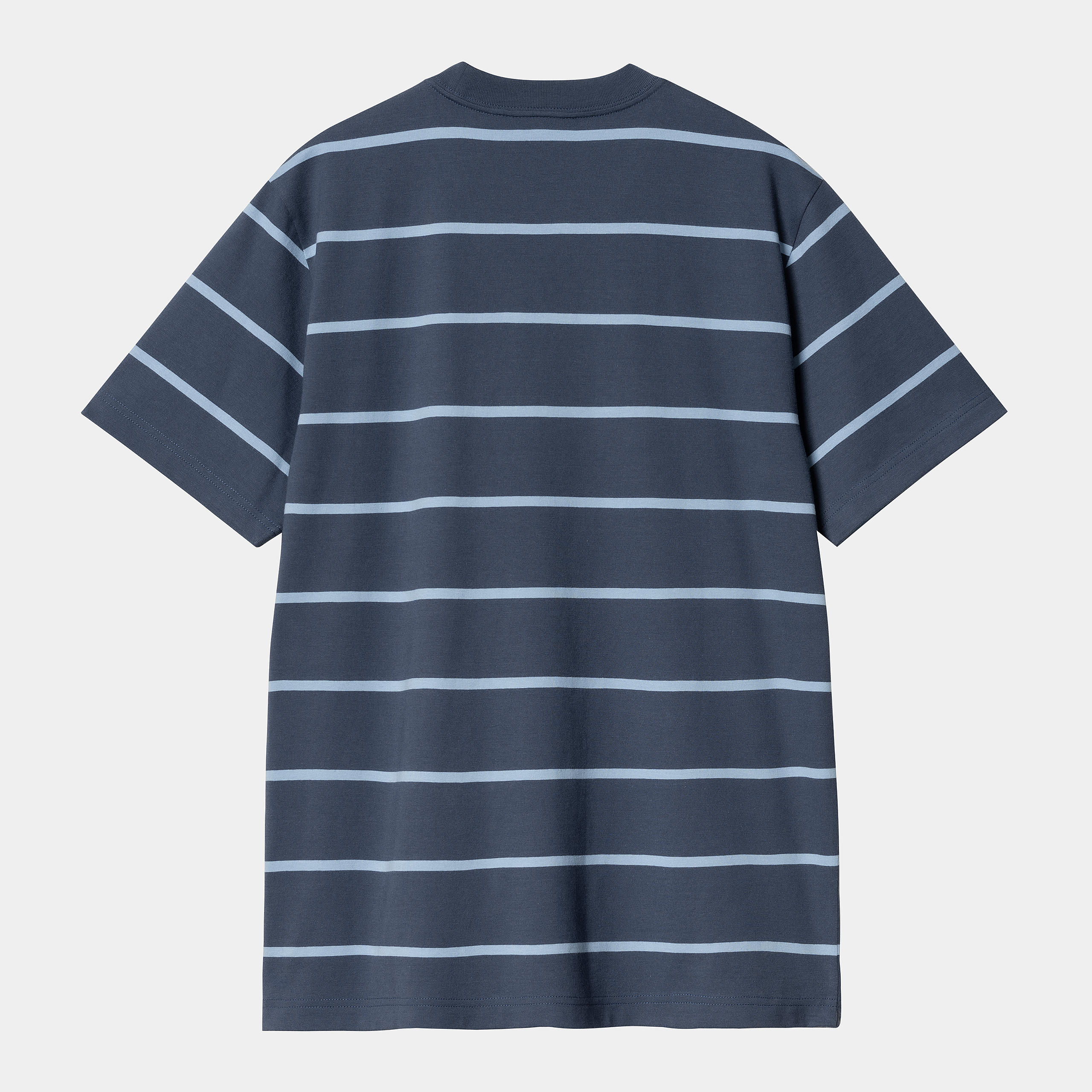 Men's Short Sleeve Aiken Pocket T-Shirt-Aiken Stripe  Dusky Blue-Back View