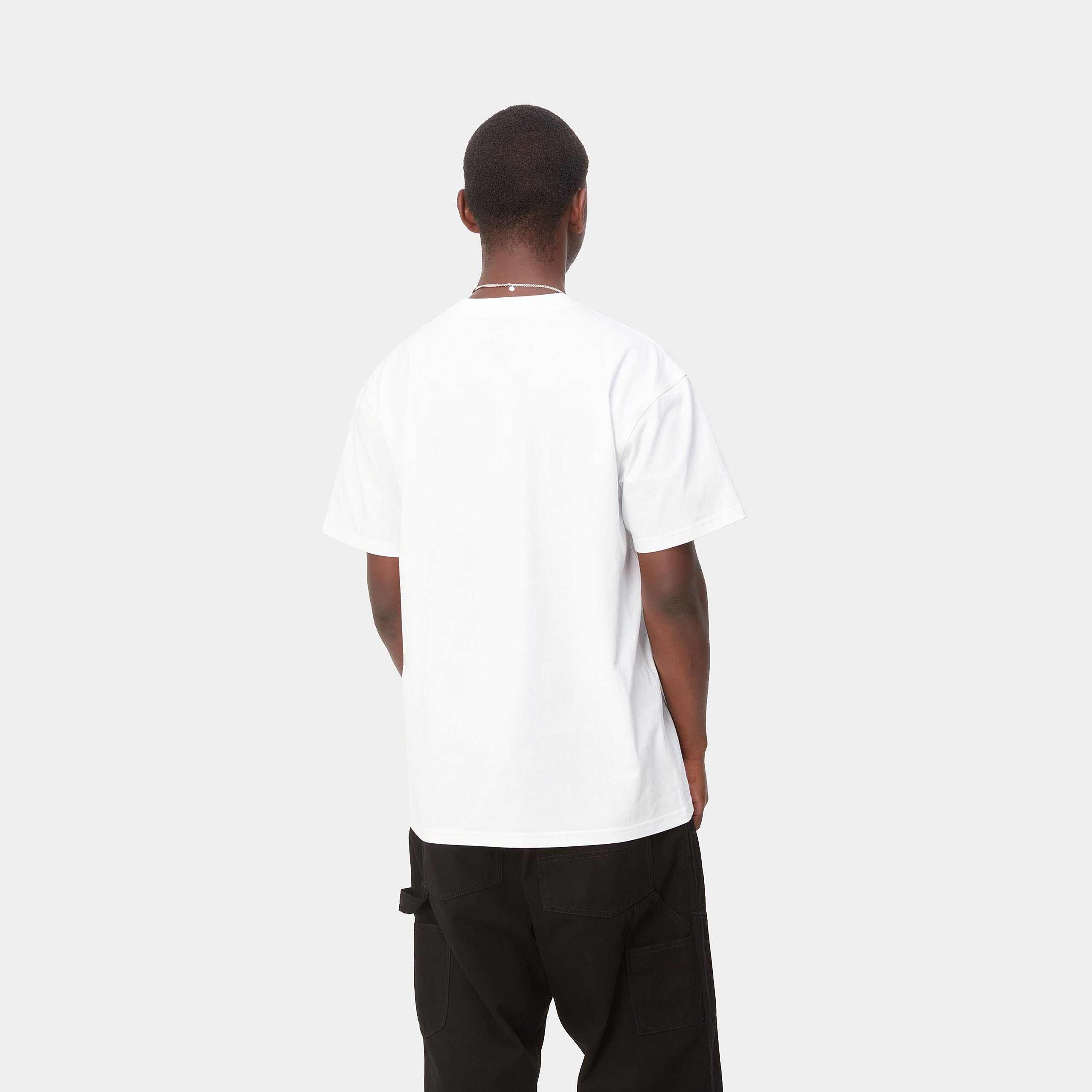 Men's Short Sleeve American Script T-Shirt-Model Back View