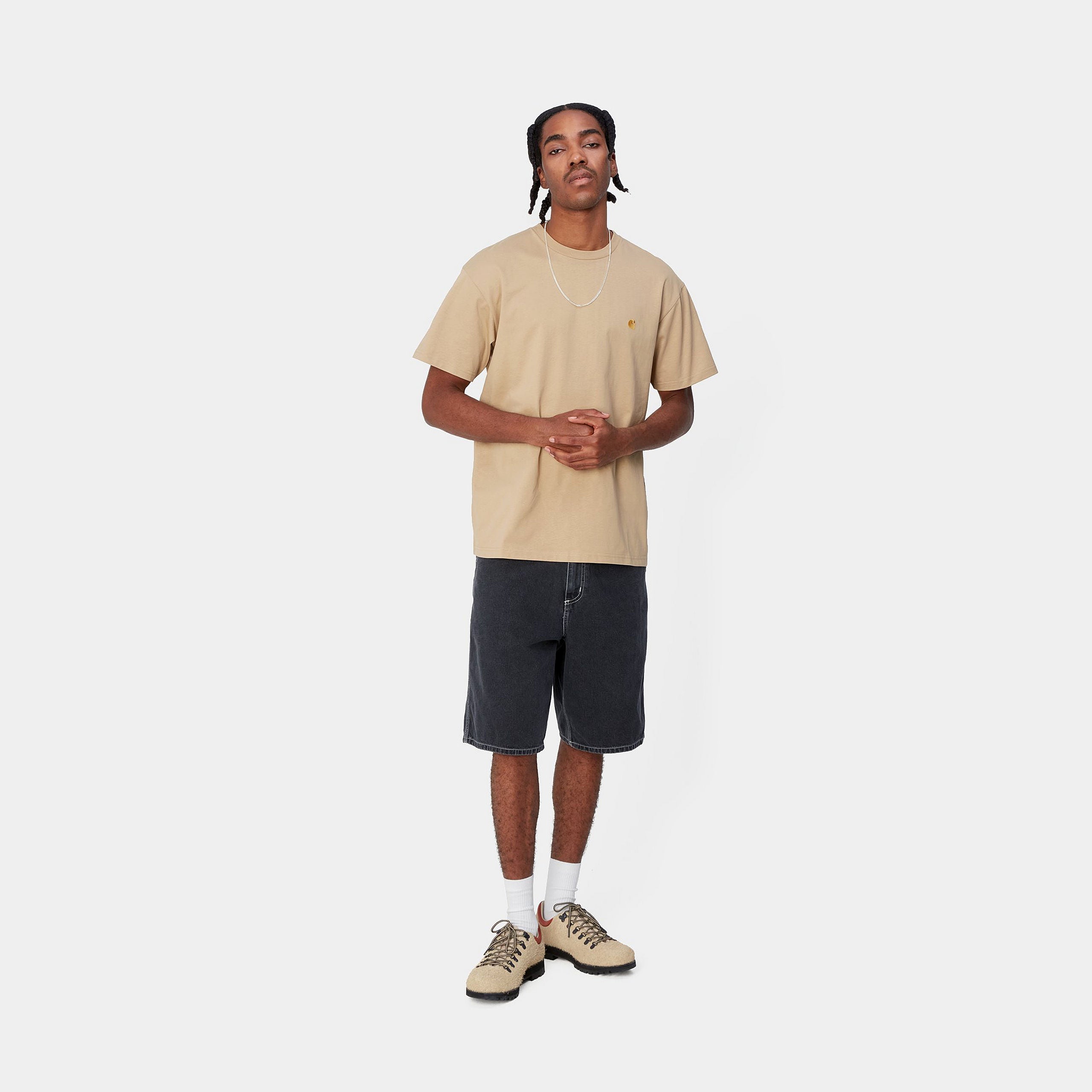 Men's Short Sleeve Chase T-Shirt-Sable / Gold-Men's Full Model View