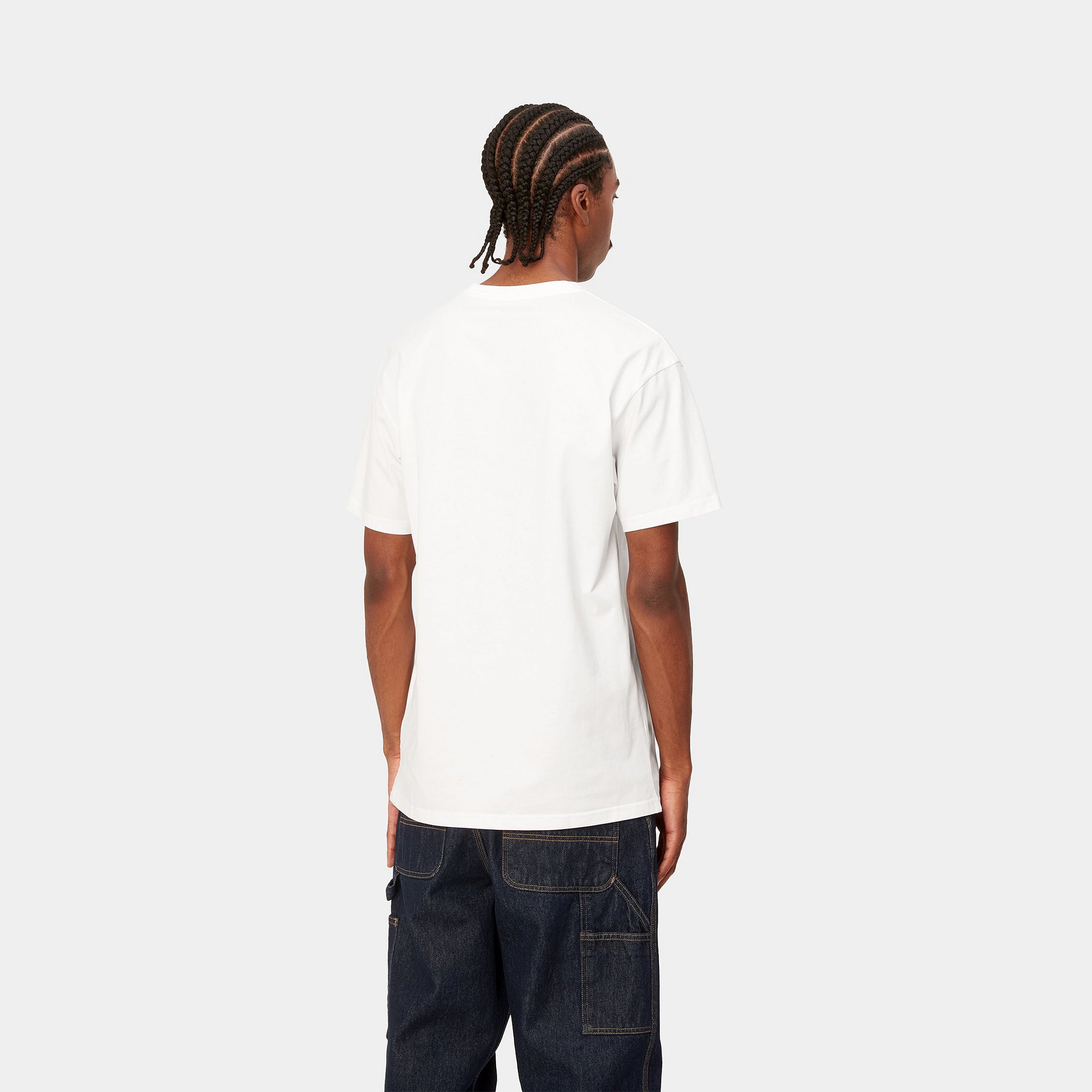 Men's Short Sleeve Chase T-Shirt-White / Gold-Model Back View