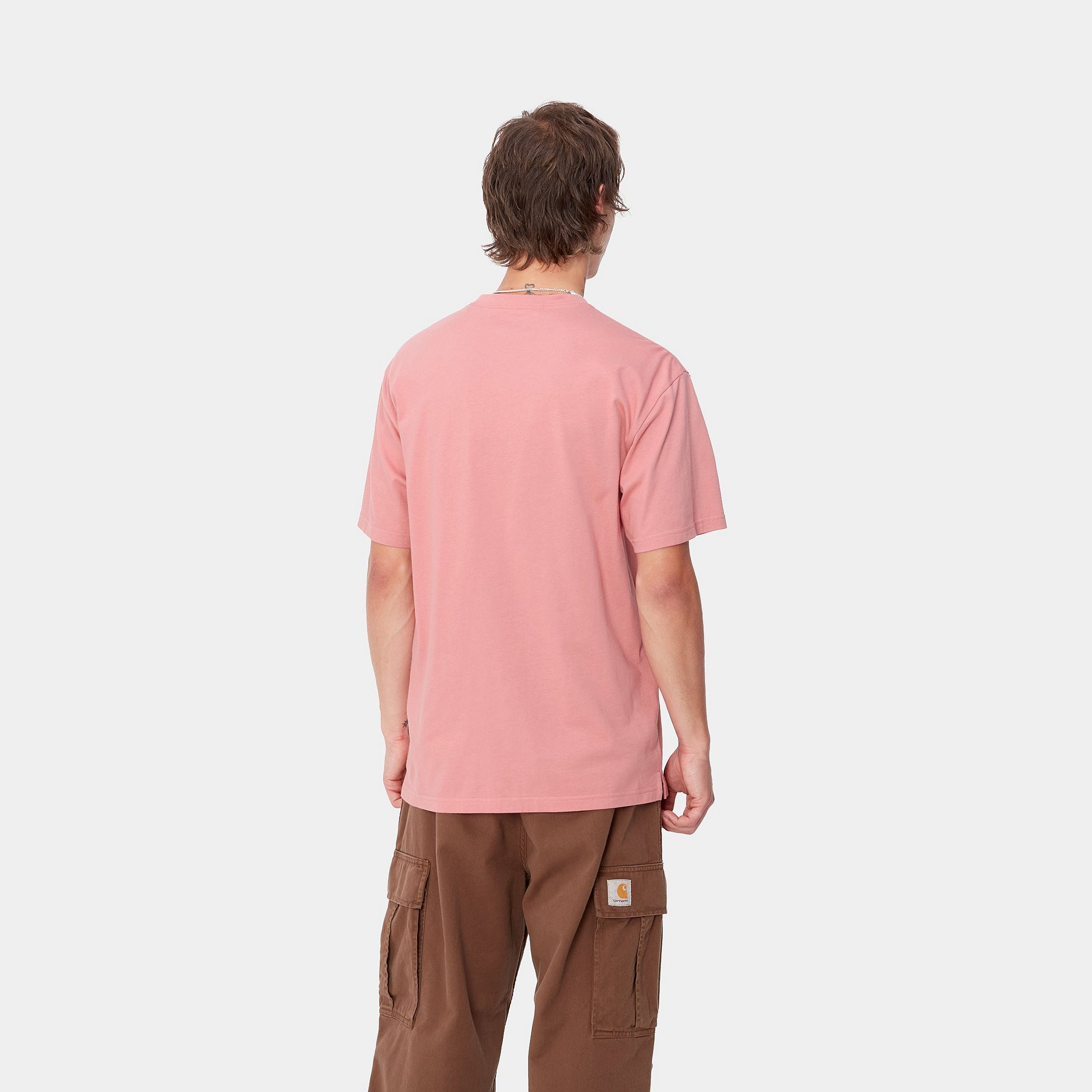 Men's Short Sleeve Madison T-Shirt-Dusty Rose / White-Model Back View