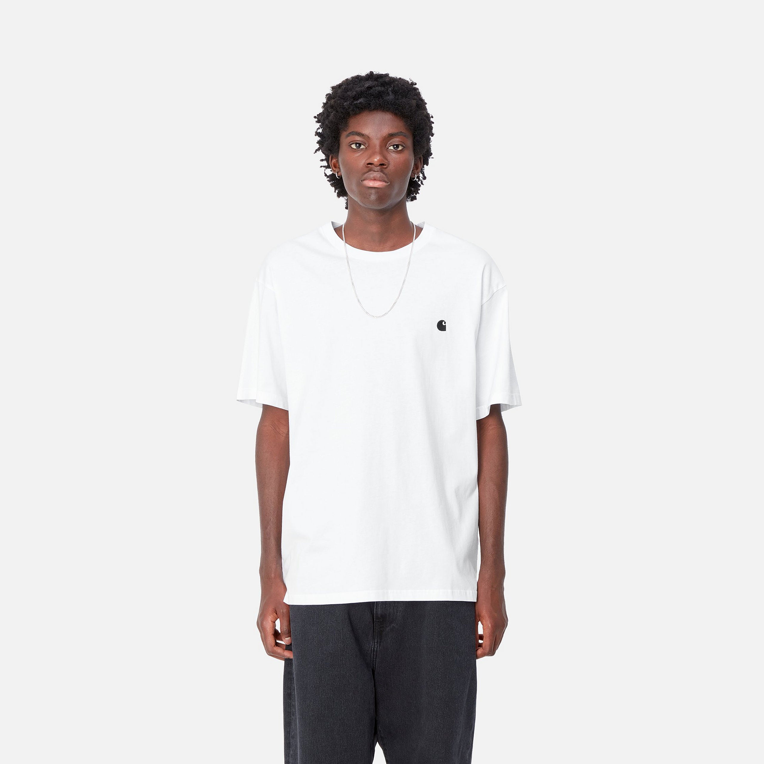 Carhartt WIP Short Sleeve Madison T-Shirt-White / Black White / Black front view