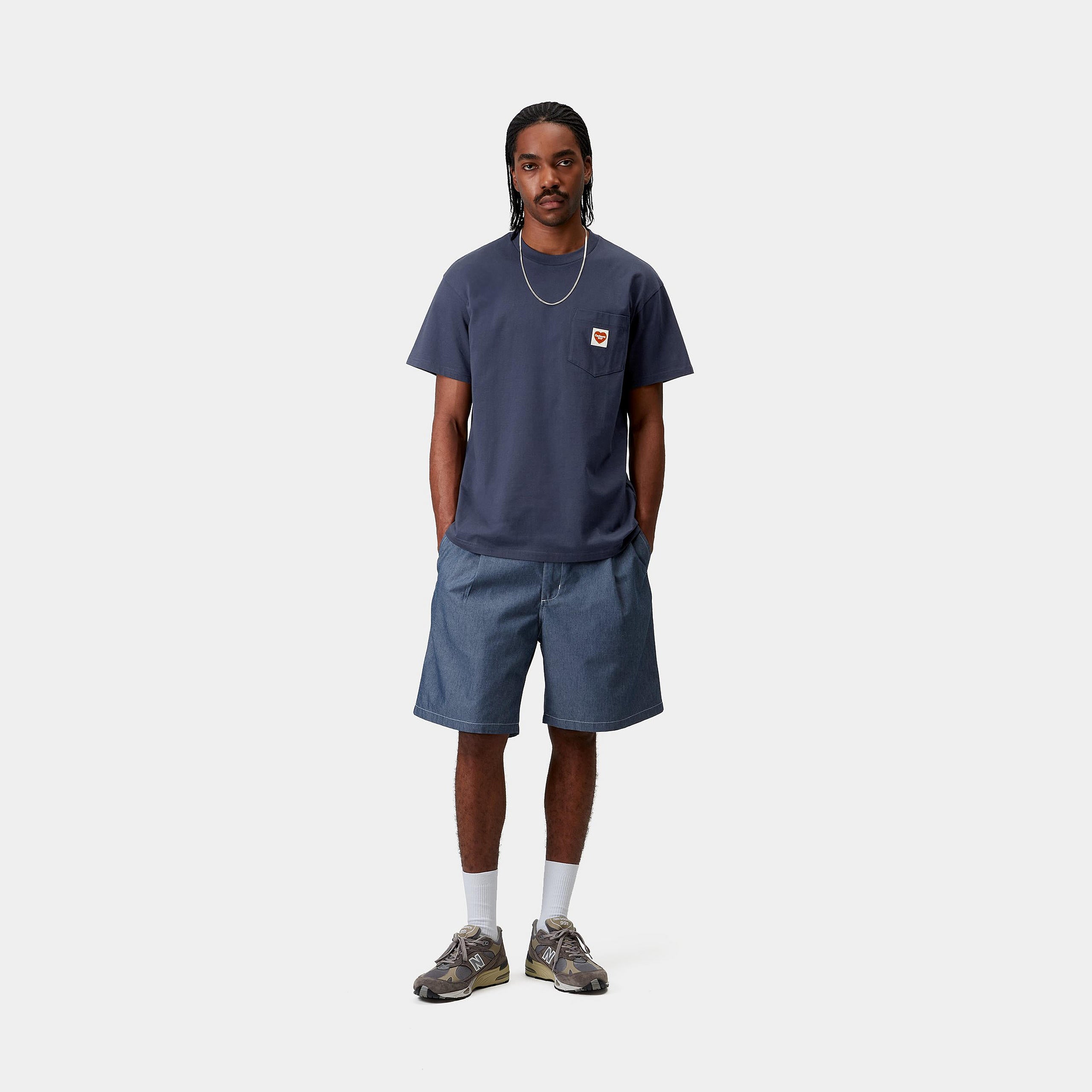 Carhartt WIP Short Sleeve Pocket Heart T-Shirt-Blue Blue detail view