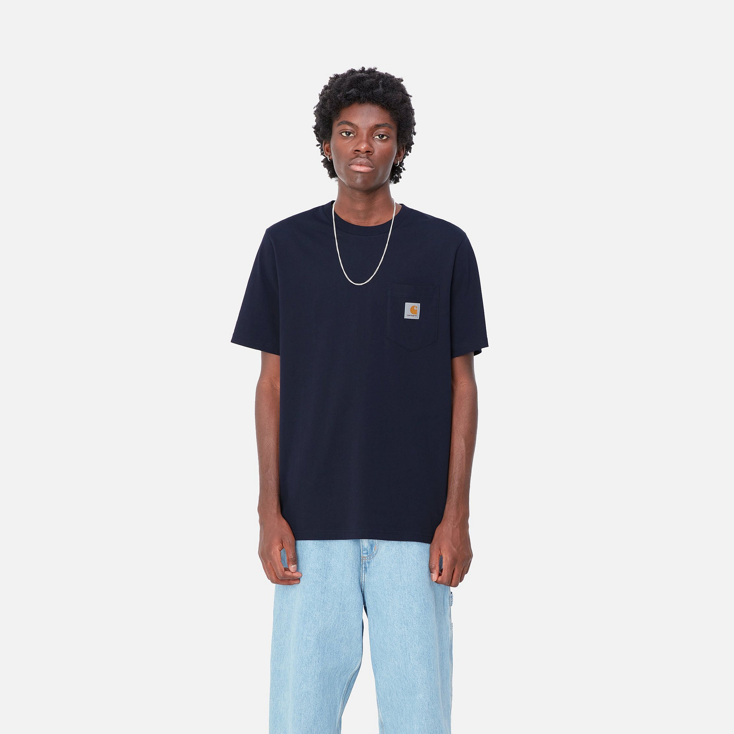 Carhartt WIP Short Sleeve Pocket T-Shirt-Dark Navy DARK NAVY front view