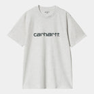 Carhartt WIP S/S Script T-Shirt-Ash Heather / Duck Blue Ash Heather / Duck Blue front view