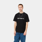 Carhartt WIP Short Sleeve Script T-Shirt-Black / White Black / White front view