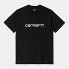 Carhartt WIP Short Sleeve Script T-Shirt-Black / White Black / White detail view