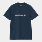 Carhartt WIP Short Sleeve Script T-Shirt-Ink / Air Yellow Ink / Air Yellow front view