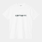 Men's Script Short Sleeve T-Shirt-White / Black-Front View