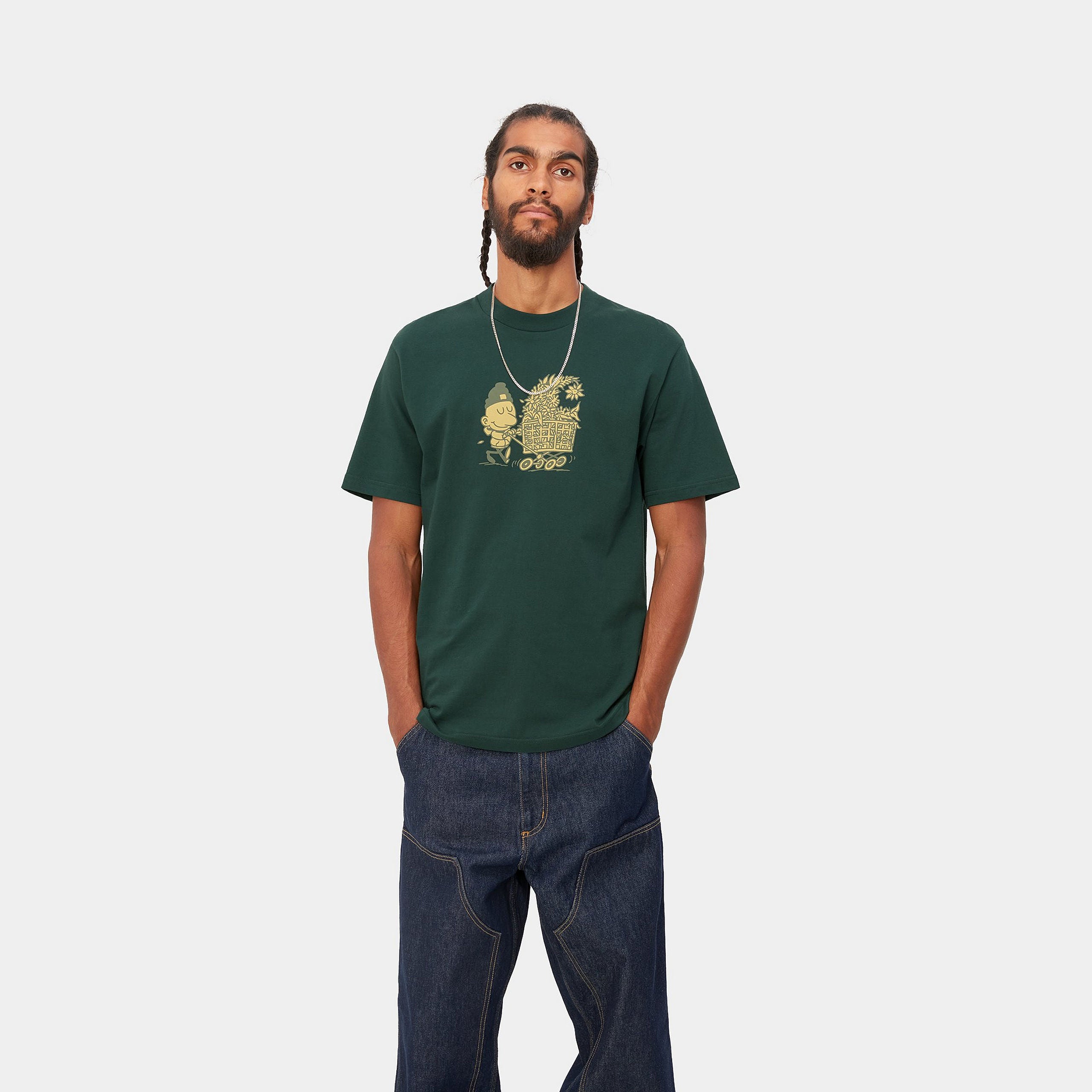 Men's Short Sleeve Shopper T-Shirt-Discovery Green-Model Front View