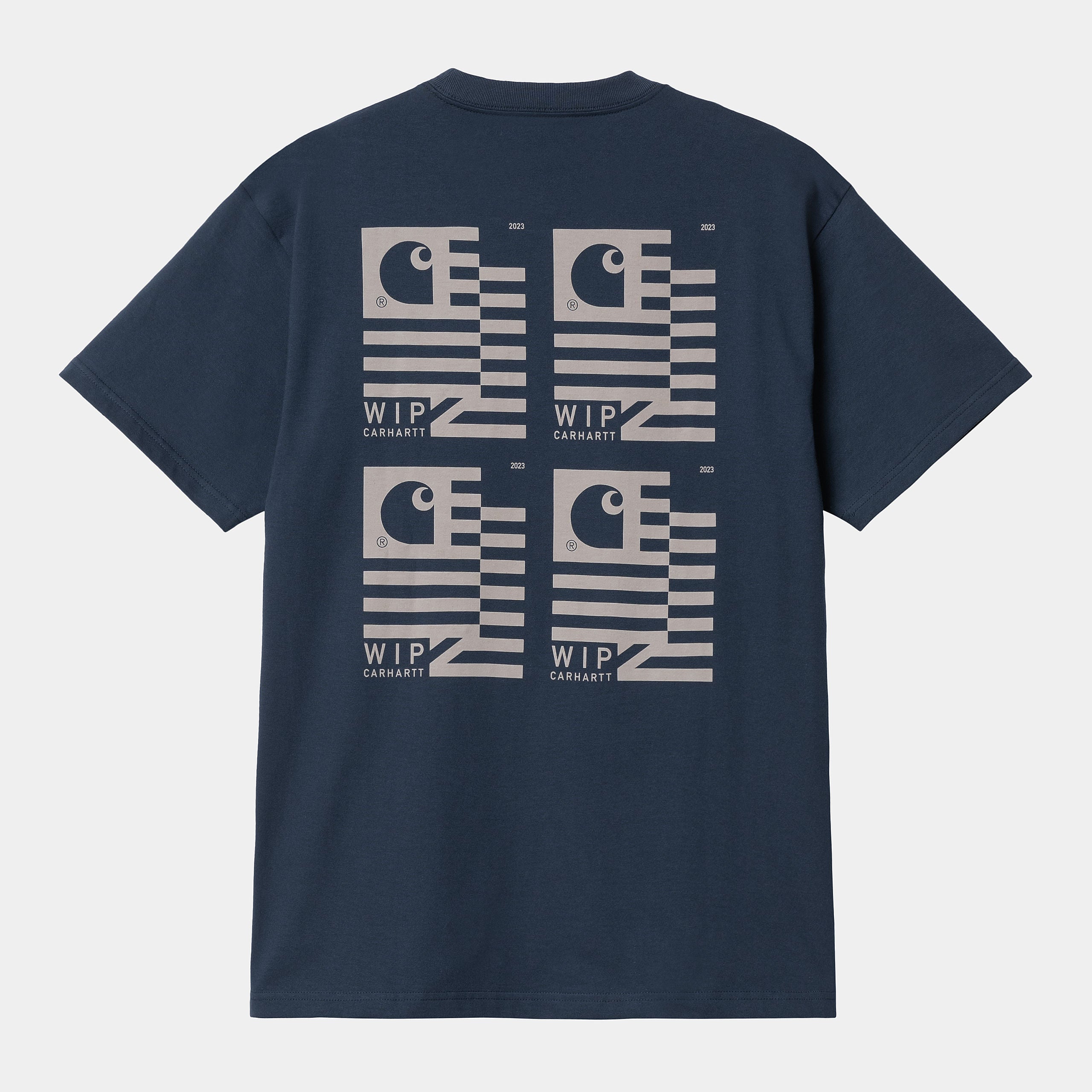 Men's Short Sleeve Stamp State T-Shirt-Blue / Grey-Back View
