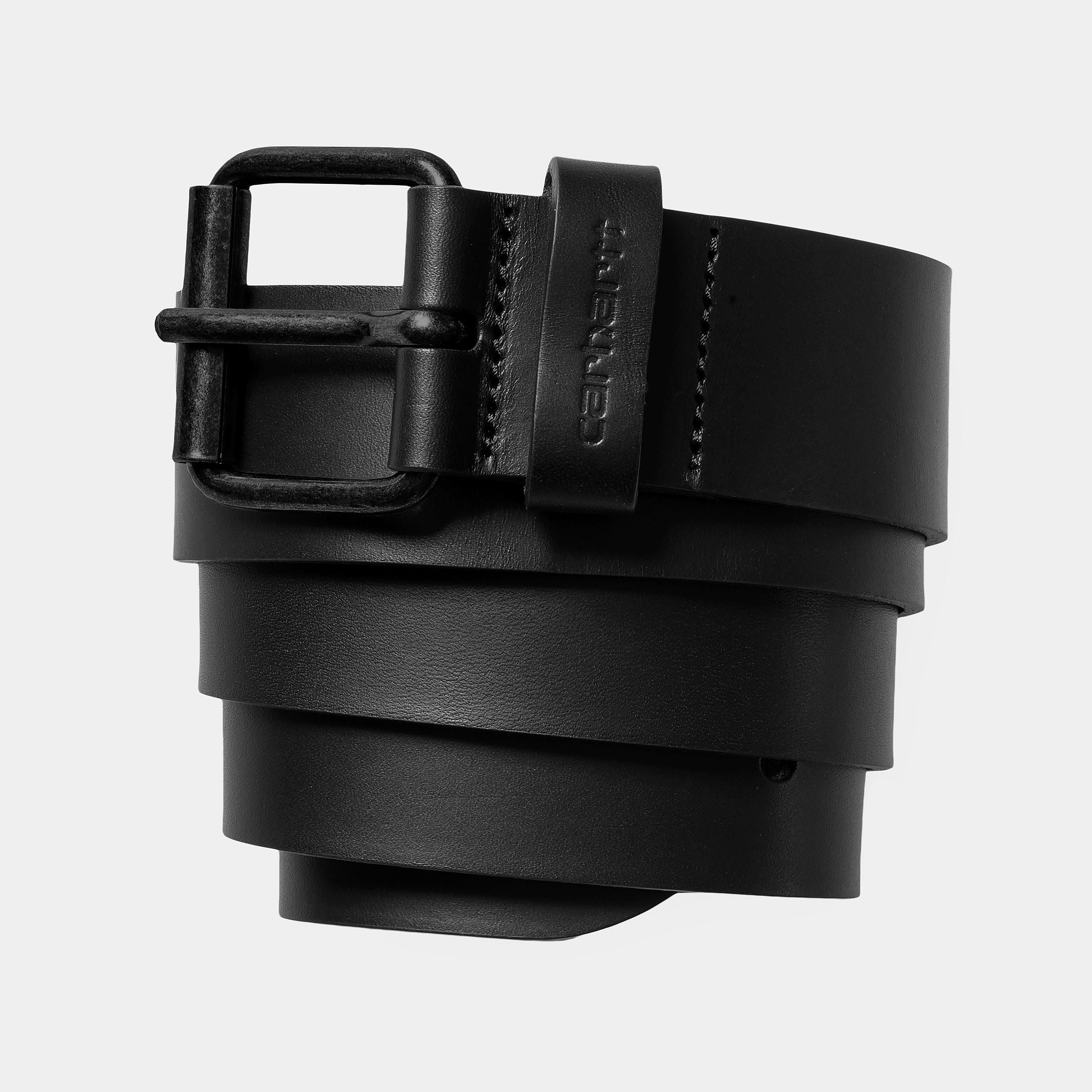 Carhartt WIP Script Belt-Black / Black Black / Black model front view