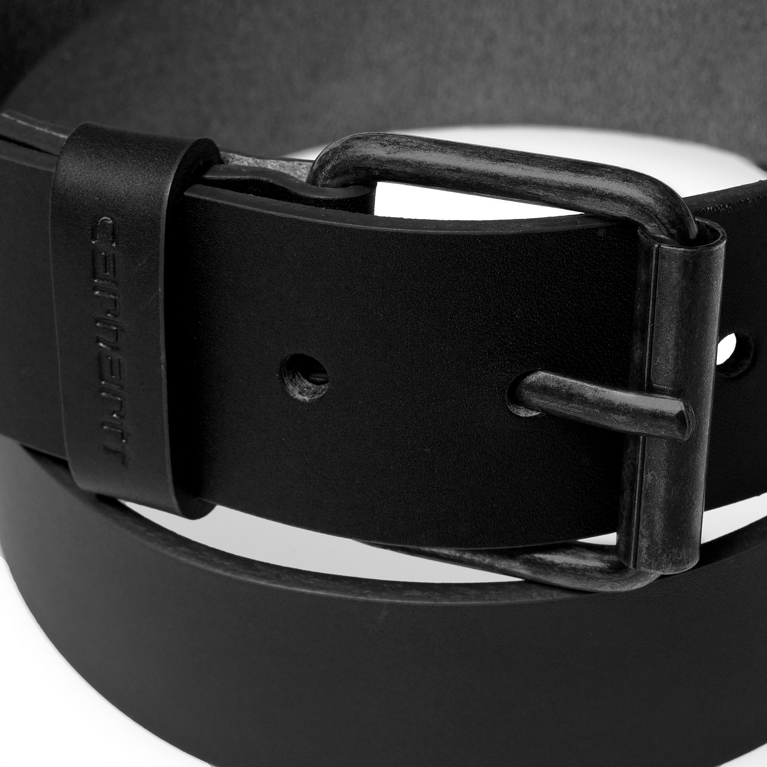 Men's Script Belt-Black / Black-Buckle View