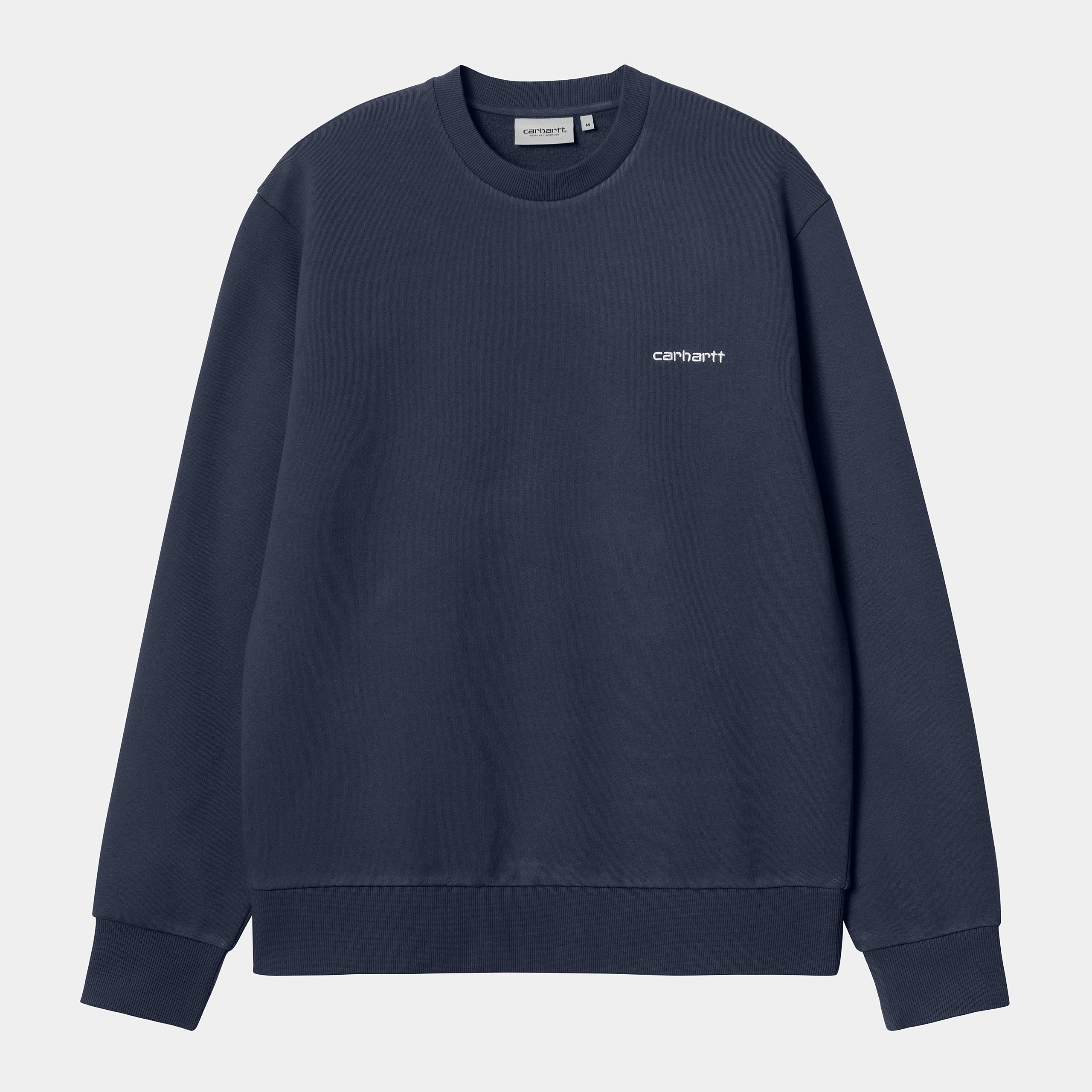 Men's Script Embroidery Sweat-Air Force Blue / White-Front View