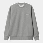 Carhartt WIP Script Embroidery Sweat-Grey Heather / White Grey Heather / White model front view