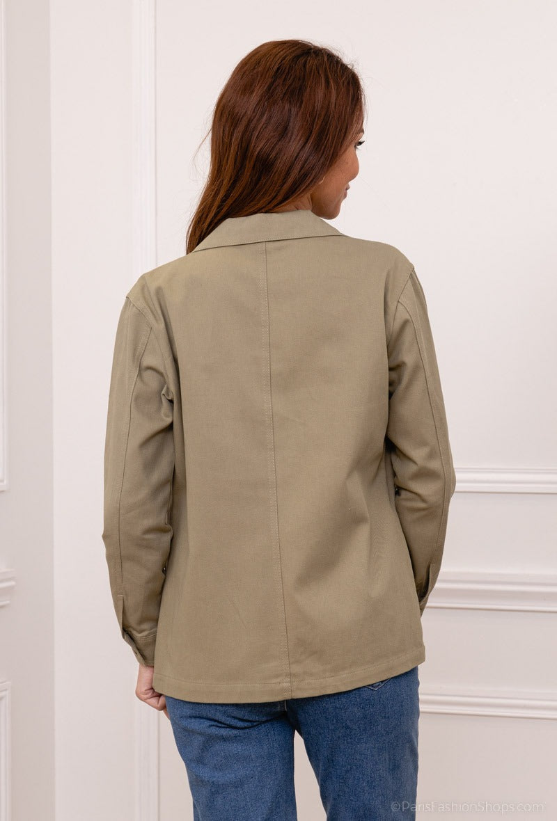 Ladies Long Sleeve Light Jacket - Khaki-Back View