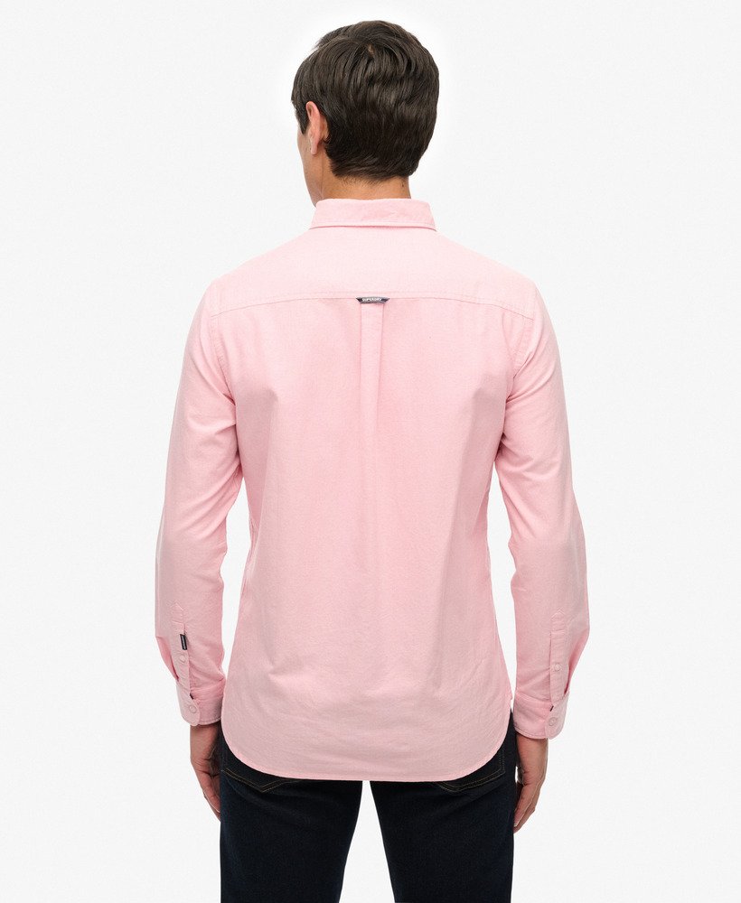 SUPERDRY Classic Oxford Long Sleeve Shirt-City Pink Chambray City Pink Chambray model front view