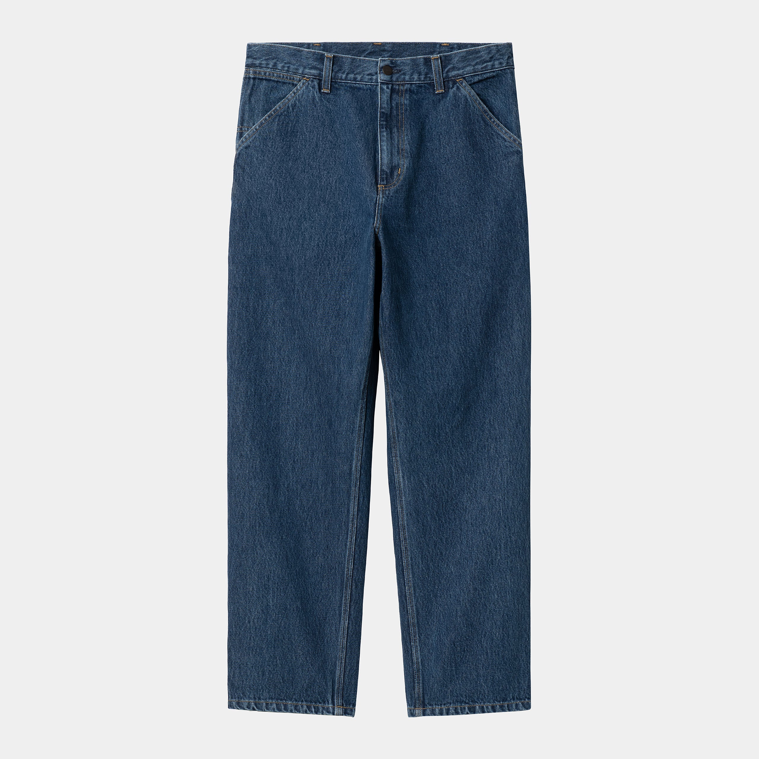 Men's Single Knee Pant-Blue-Stone Washed-Front View