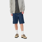 Carhartt WIP Single Knee Short-Blue Blue-Stone Washed front view