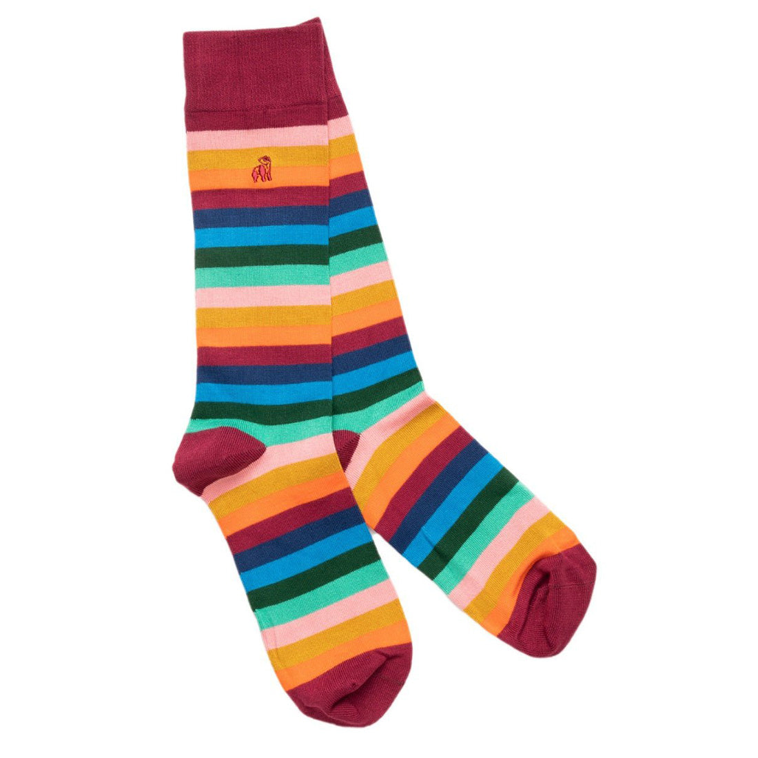 Swole Panda Multi Fine Striped Bamboo Socks product view