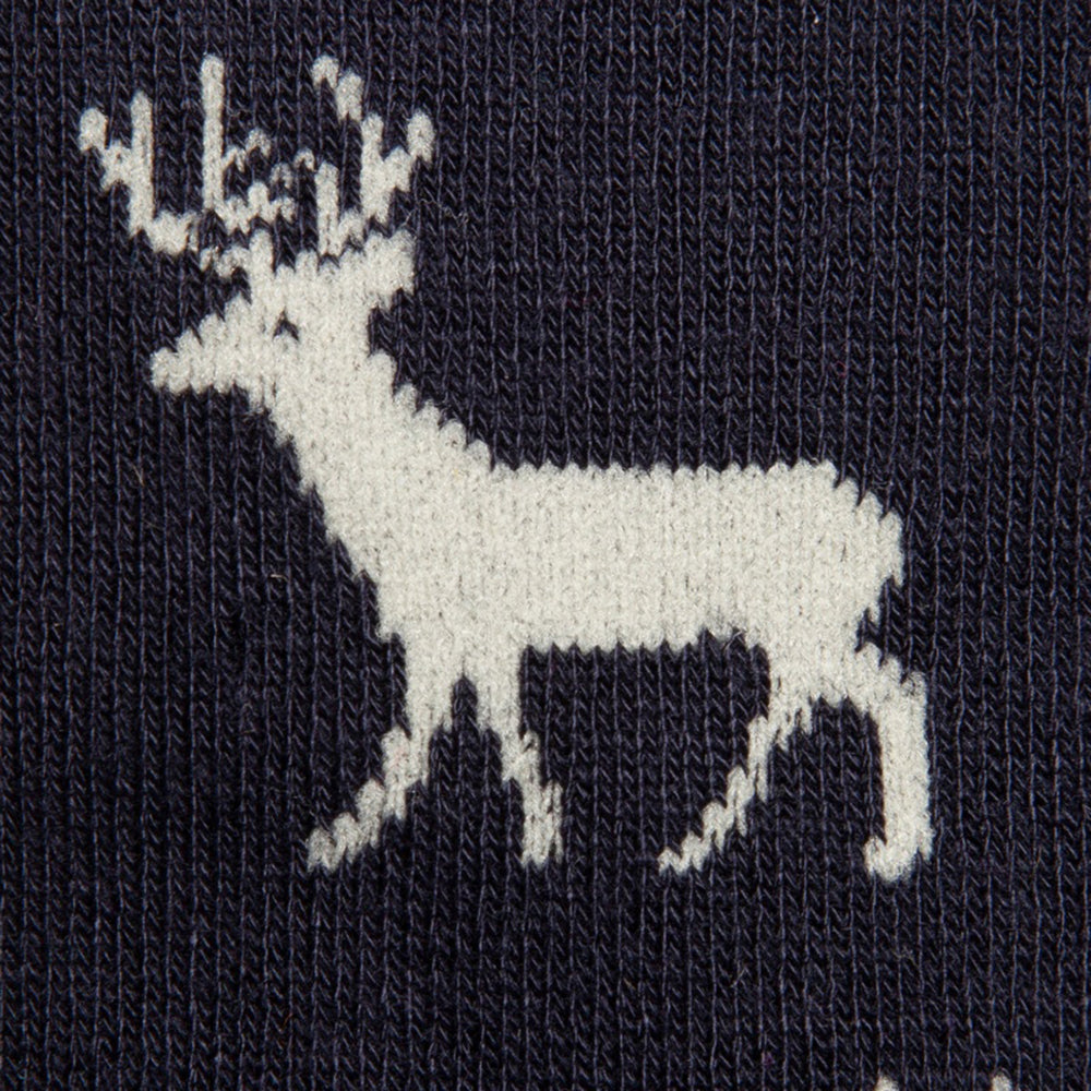 Navy bamboo sock with stag design