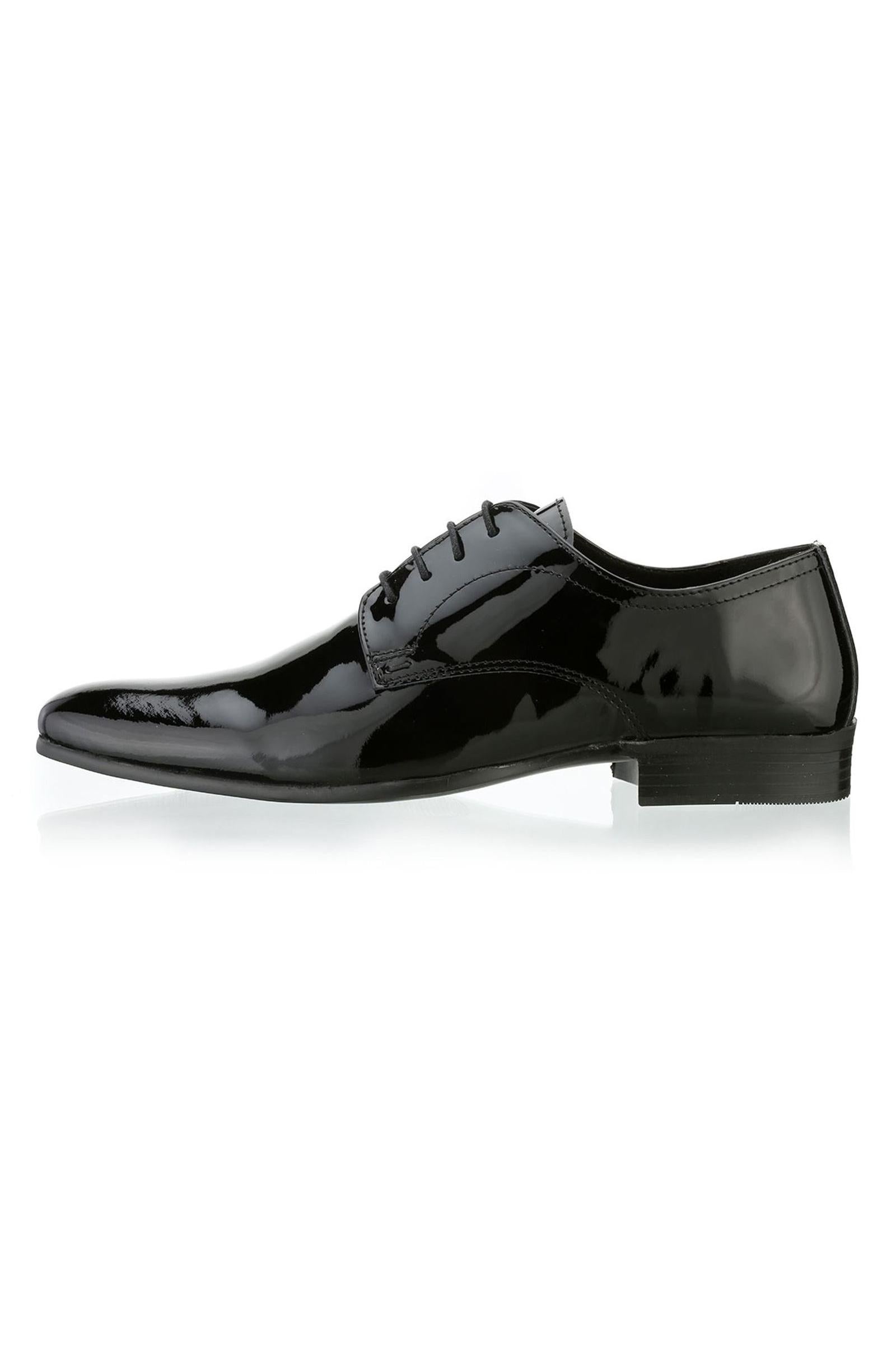 Southill Black patent tuxedo shoe-Side view