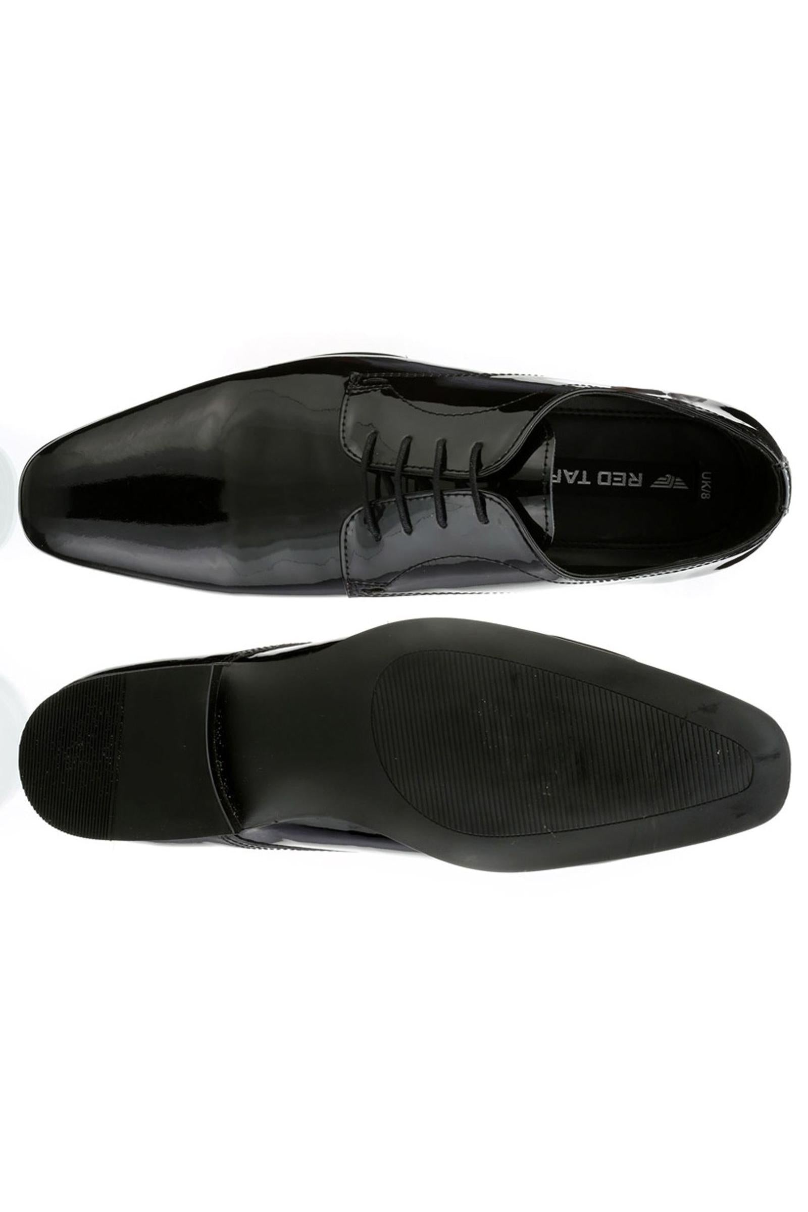 Southill Black patent tuxedo shoe-Top down view