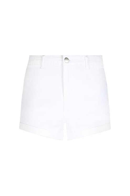 Ghost view of white skinny denim shorts