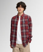 SUPERDRY Long Sleeve Cotton Lumberjack Shirt in Frontier Check Red full front model view