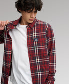 SUPERDRY Long Sleeve Cotton Lumberjack Shirt in Frontier Check Red front model view