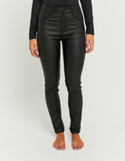 Tally Weijl black coated skinny push-up trousers back model view