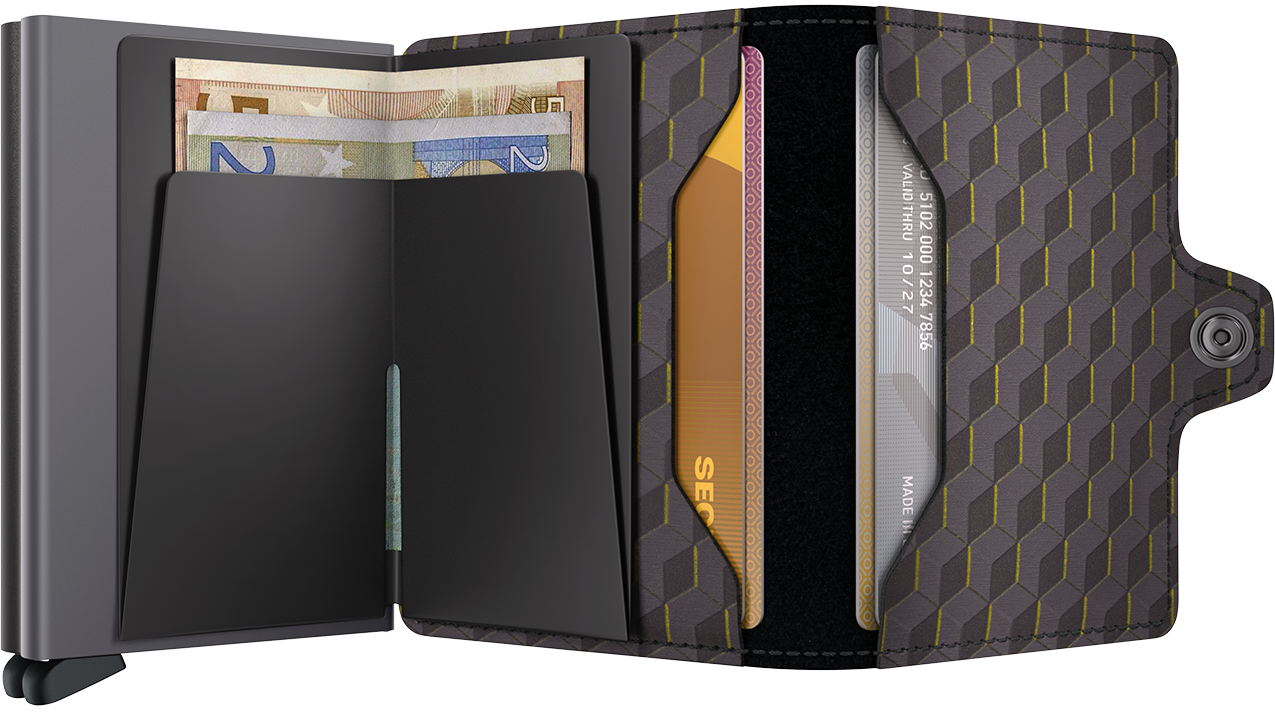 SECRID Secrid Optical Grey/Yellow Twinwallet Grey/Yellow back view