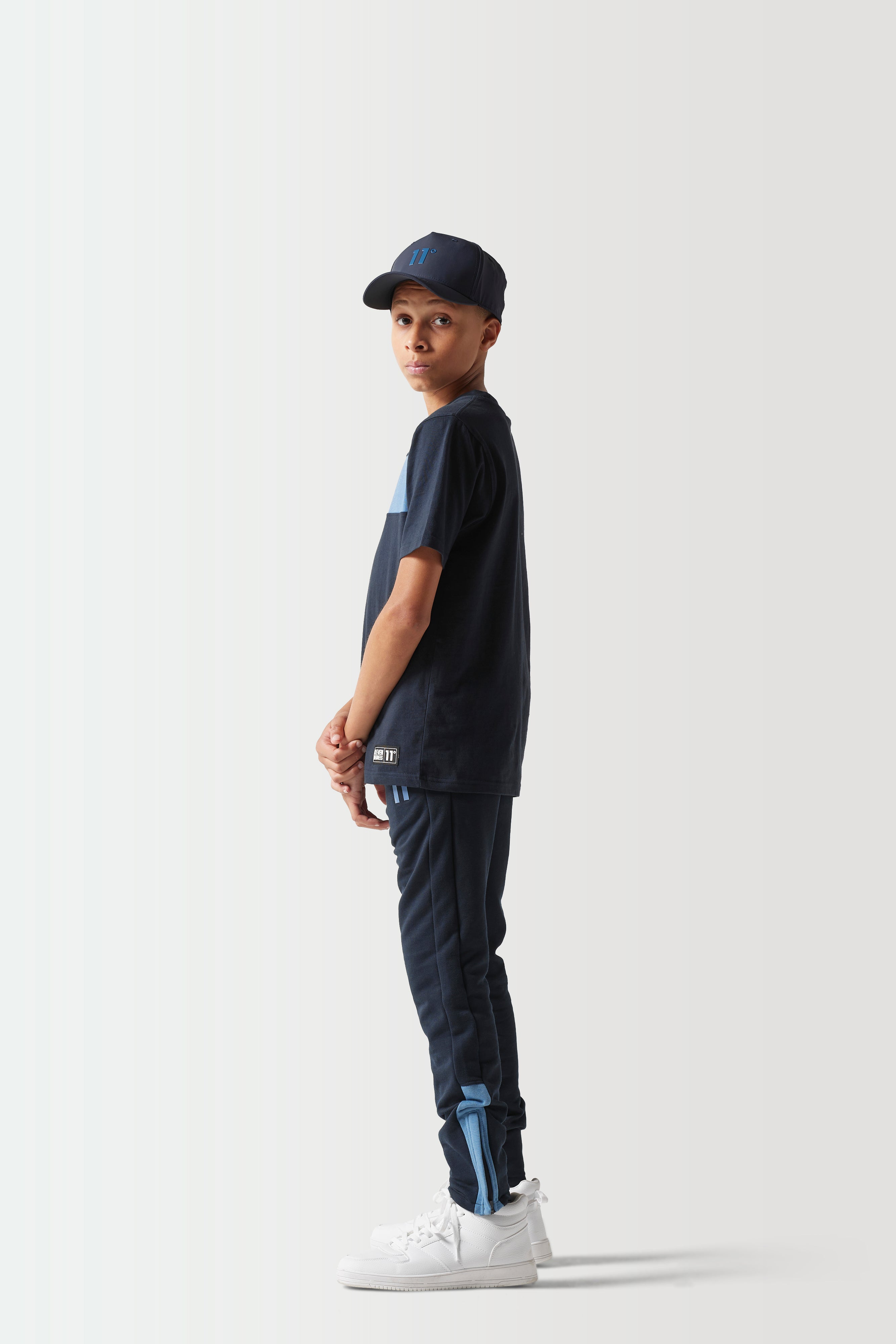 Junior Colour Block Joggers - Navy / Elemental Blue-Side detail