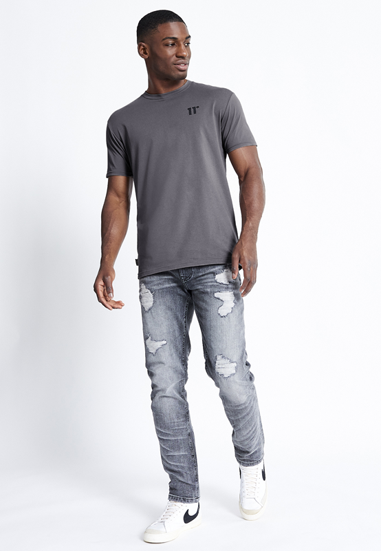Men's Core Muscle Fit T-Shirt - Frost Grey-Model Full Front View