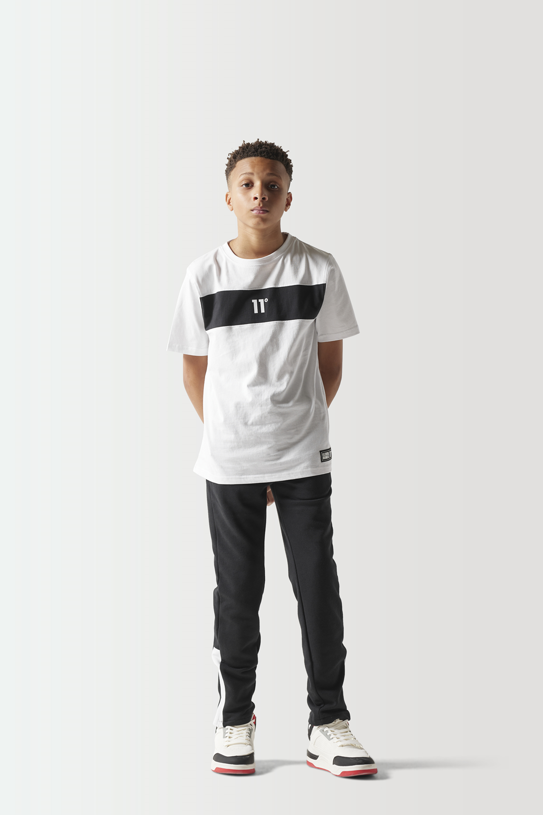 Junior Colour Block T-Shirt - White / Black-Full model view