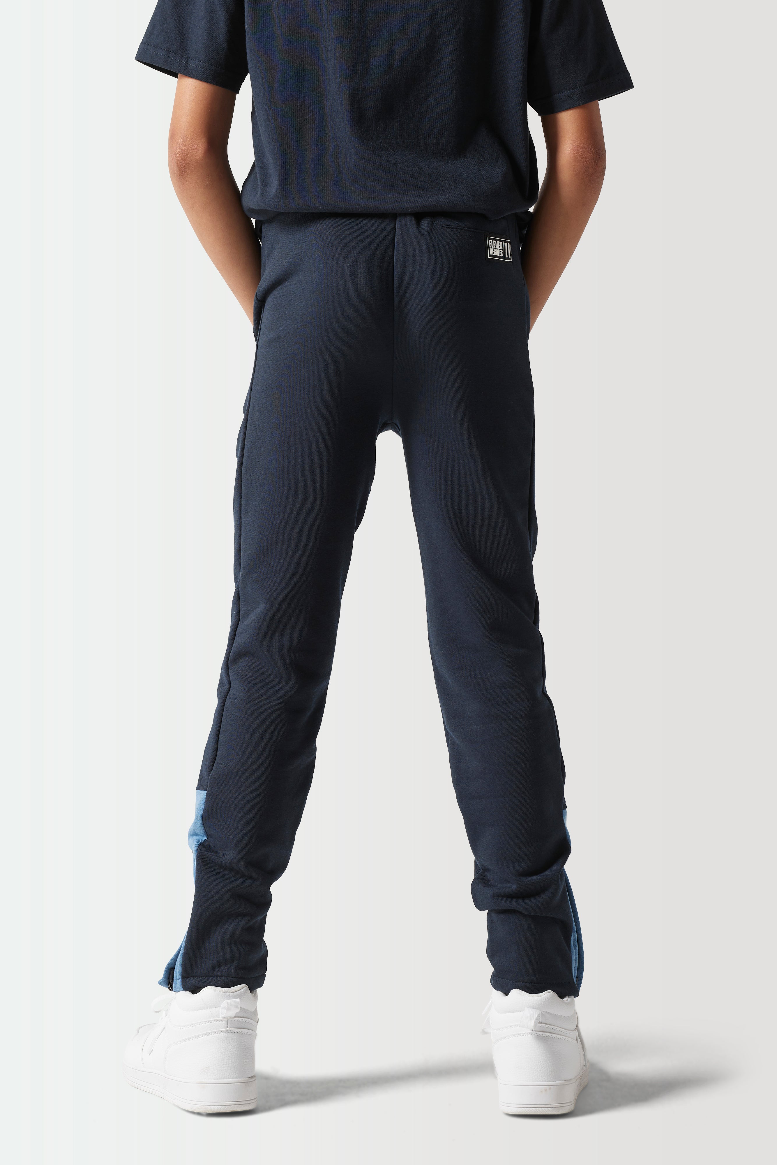 Junior Colour Block Joggers - Navy / Elemental Blue-Back view