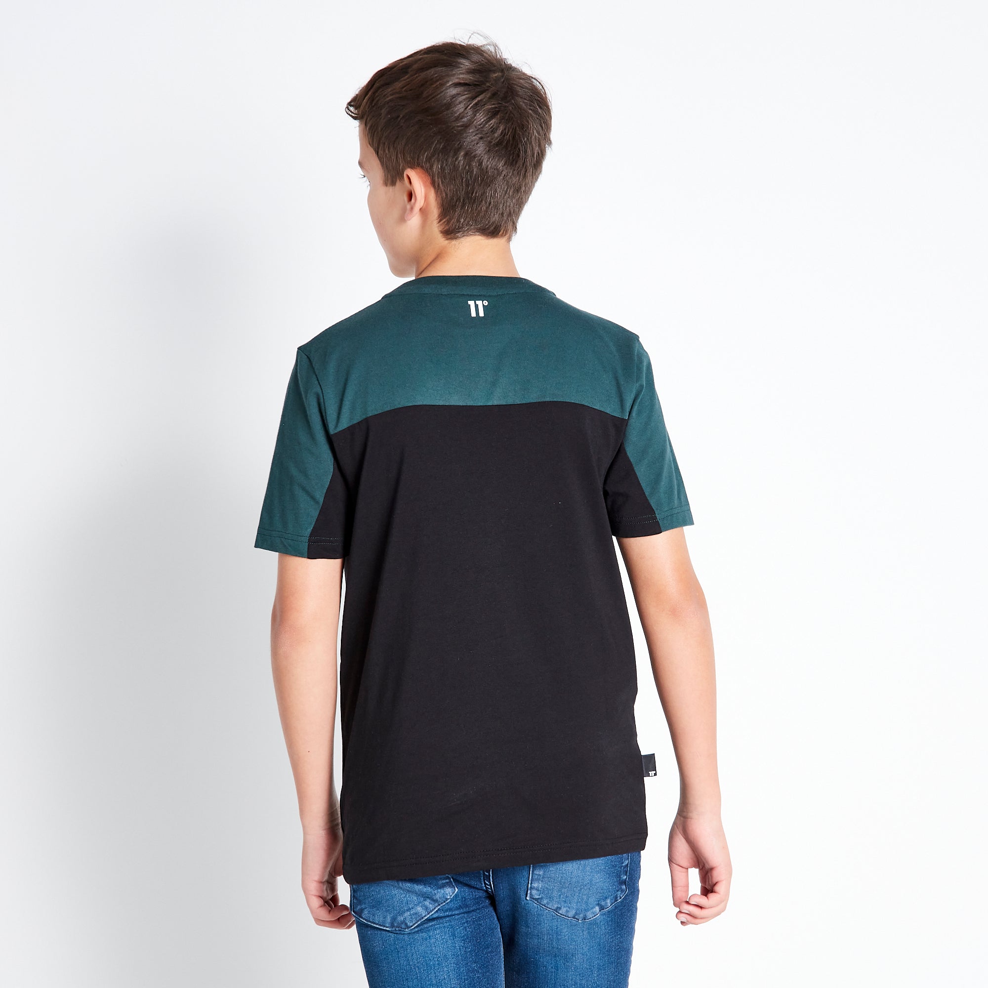 Colour Block Taped Green/Black Boys T-Shirt-Back view