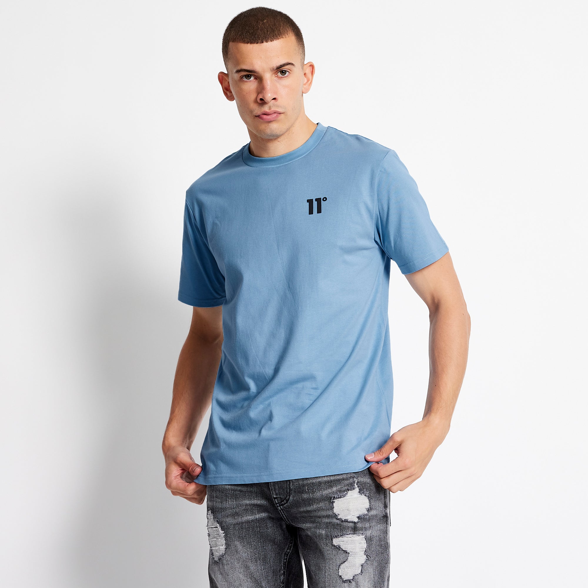 Men's Core T-Shirt - Shadow Blue-Model Front View