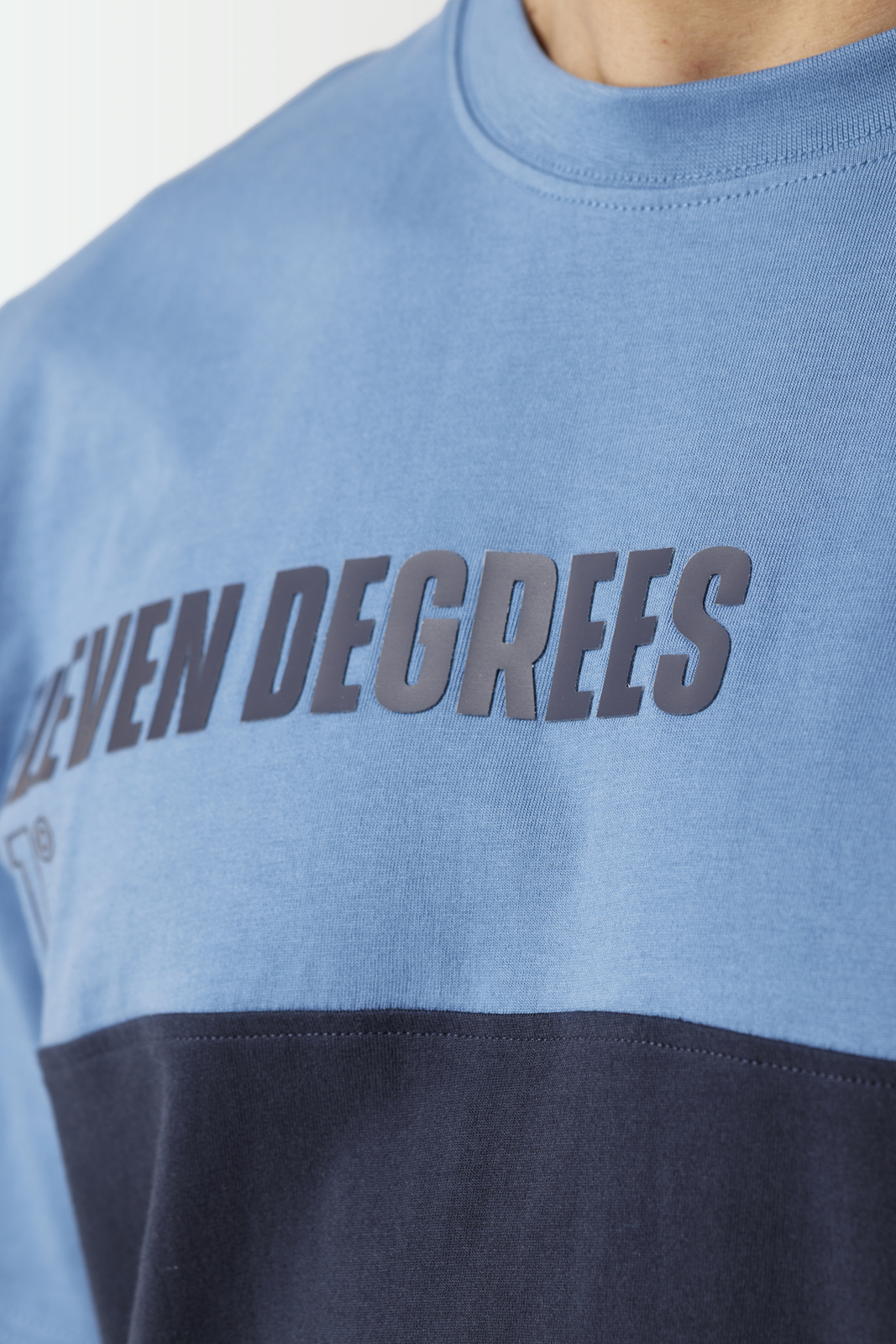 Colour Block T-Shirt - Navy / Elemental Blue-Chest logo view