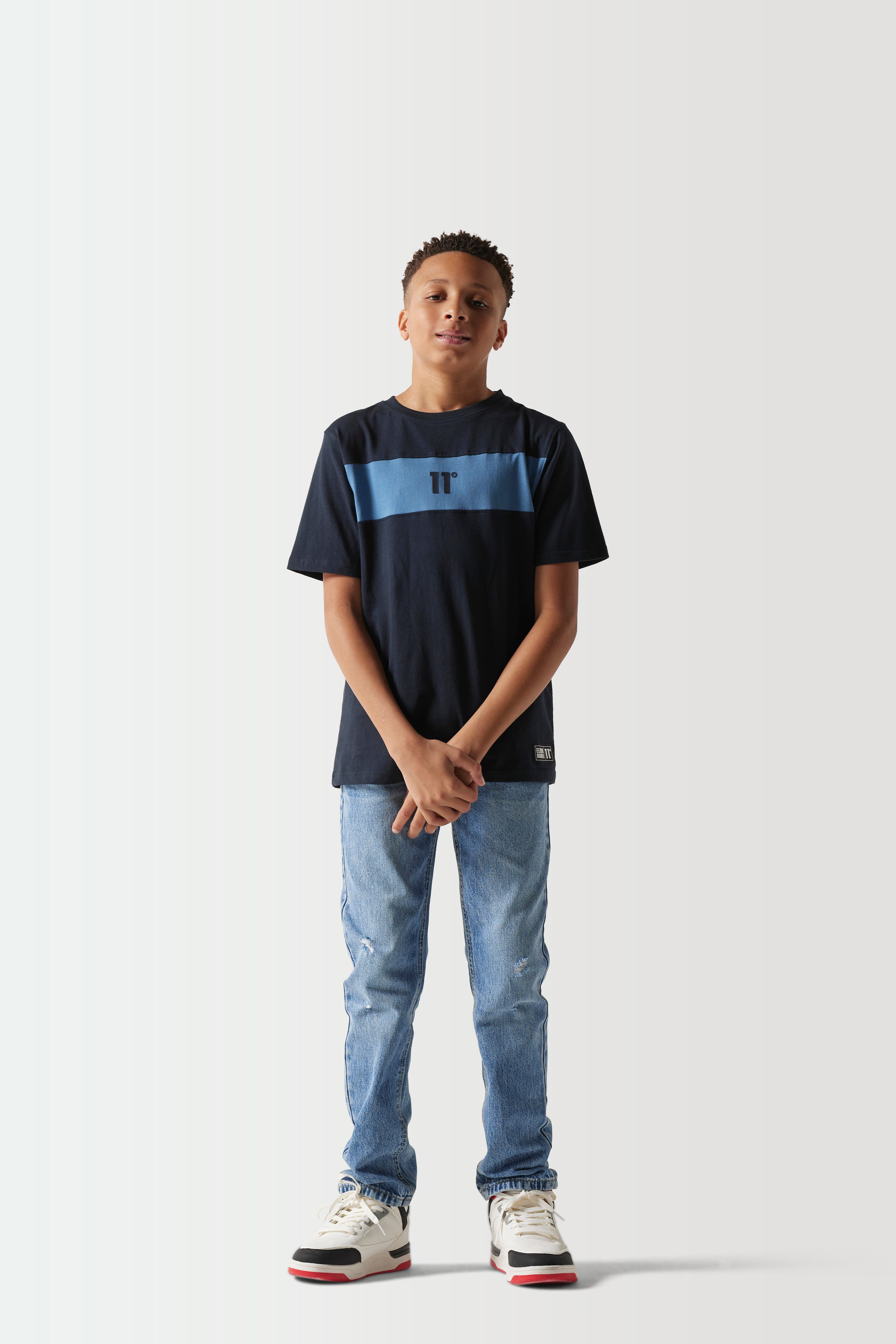 Junior Colour Block T-Shirt - Navy / Elemental Blue