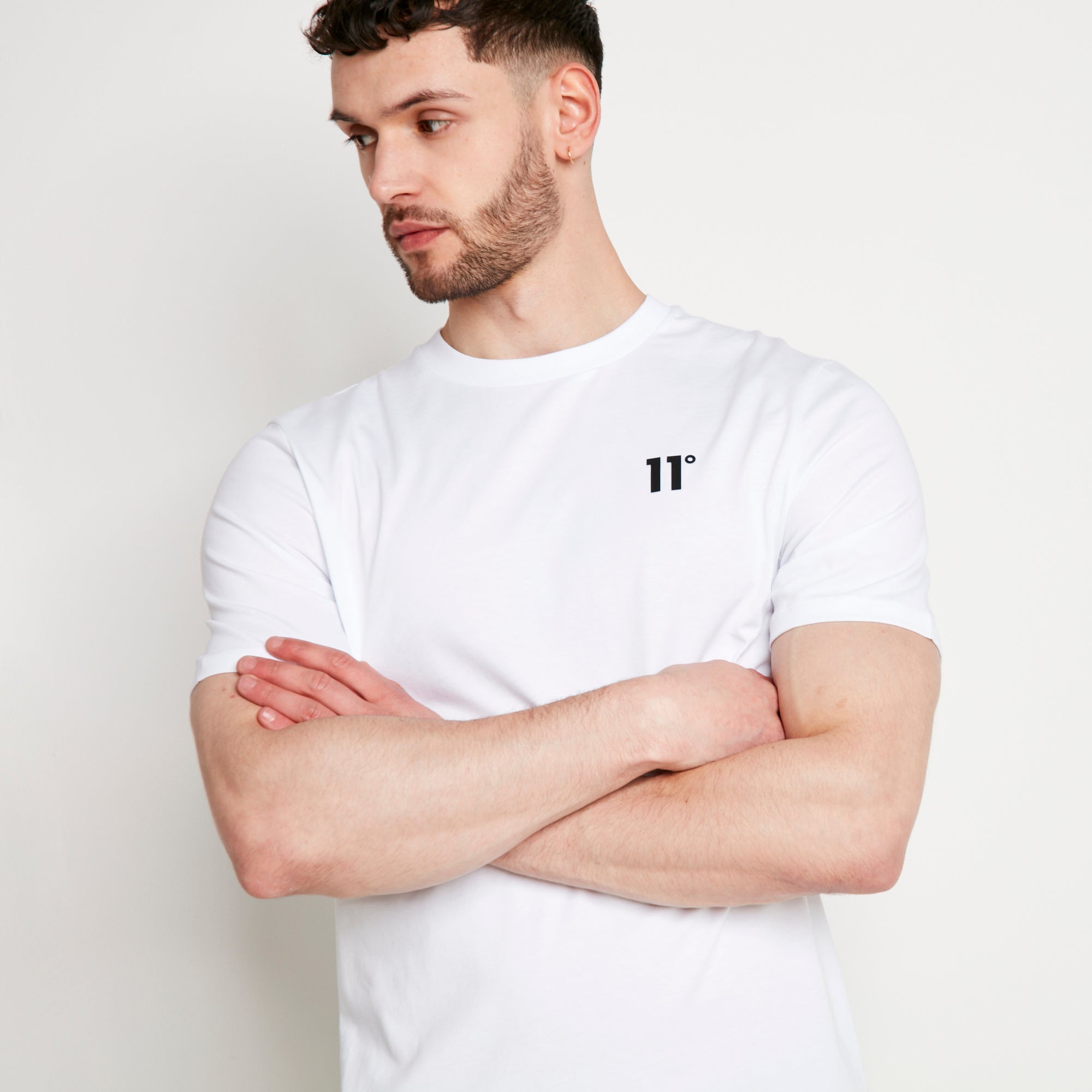Core T-Shirt White-Arms crossed view