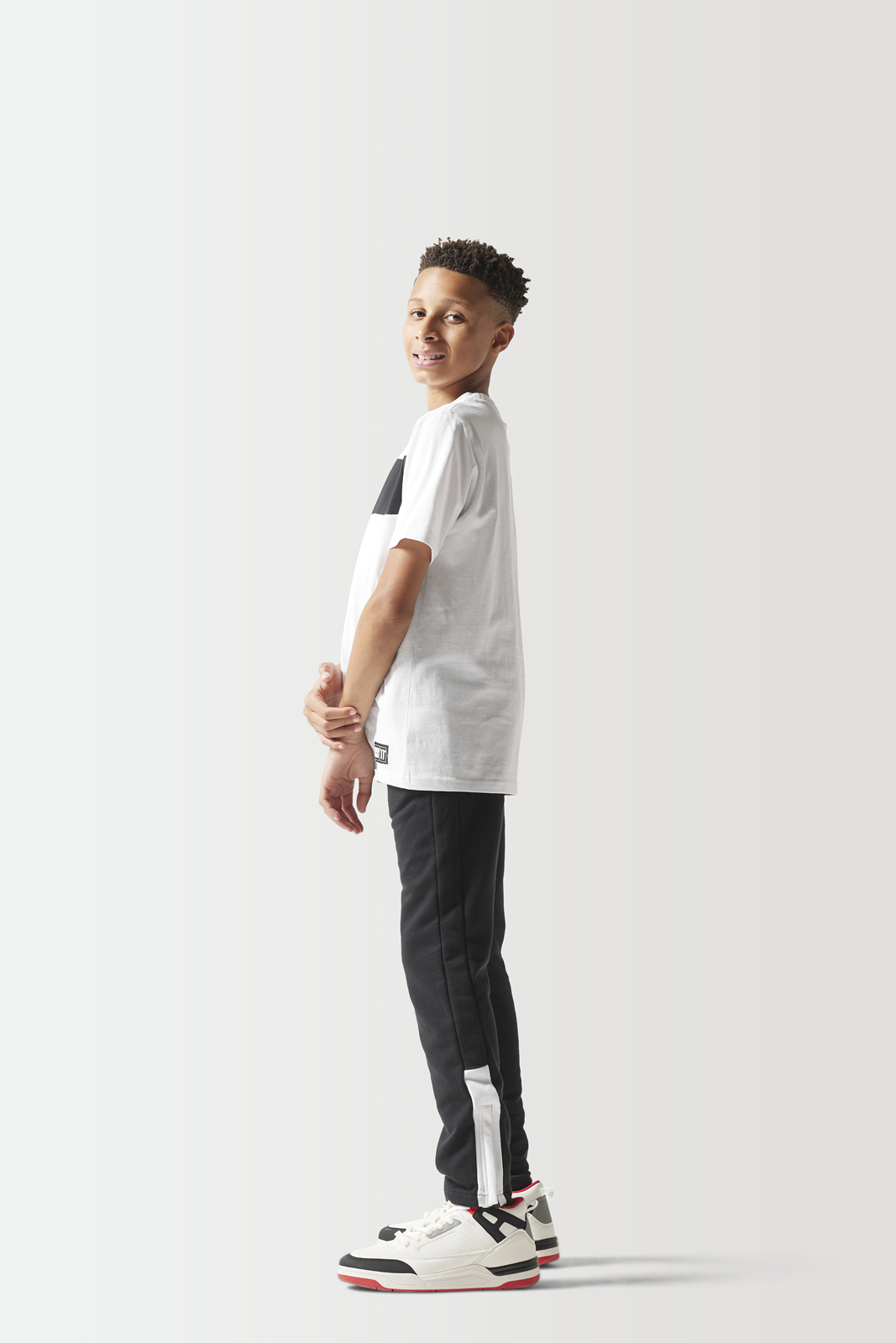 Junior Colour Block T-Shirt - White / Black-Side view